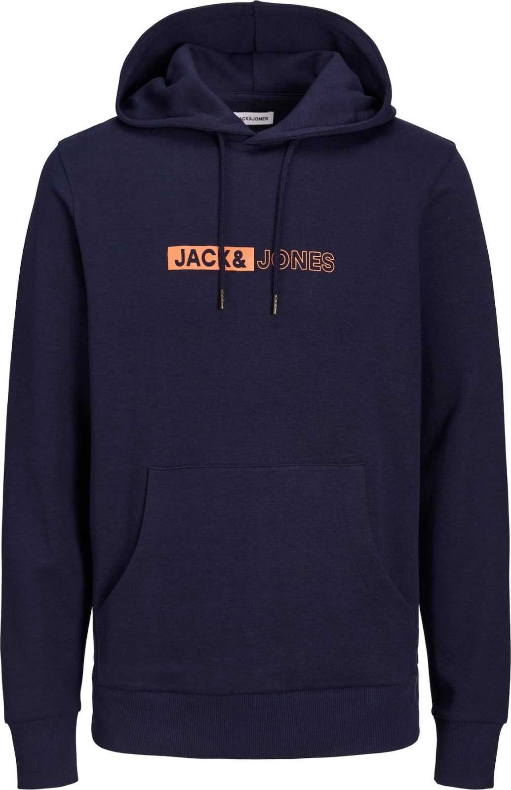 JACK & JONES Mikina 'Neo' noční modrá / oranžová