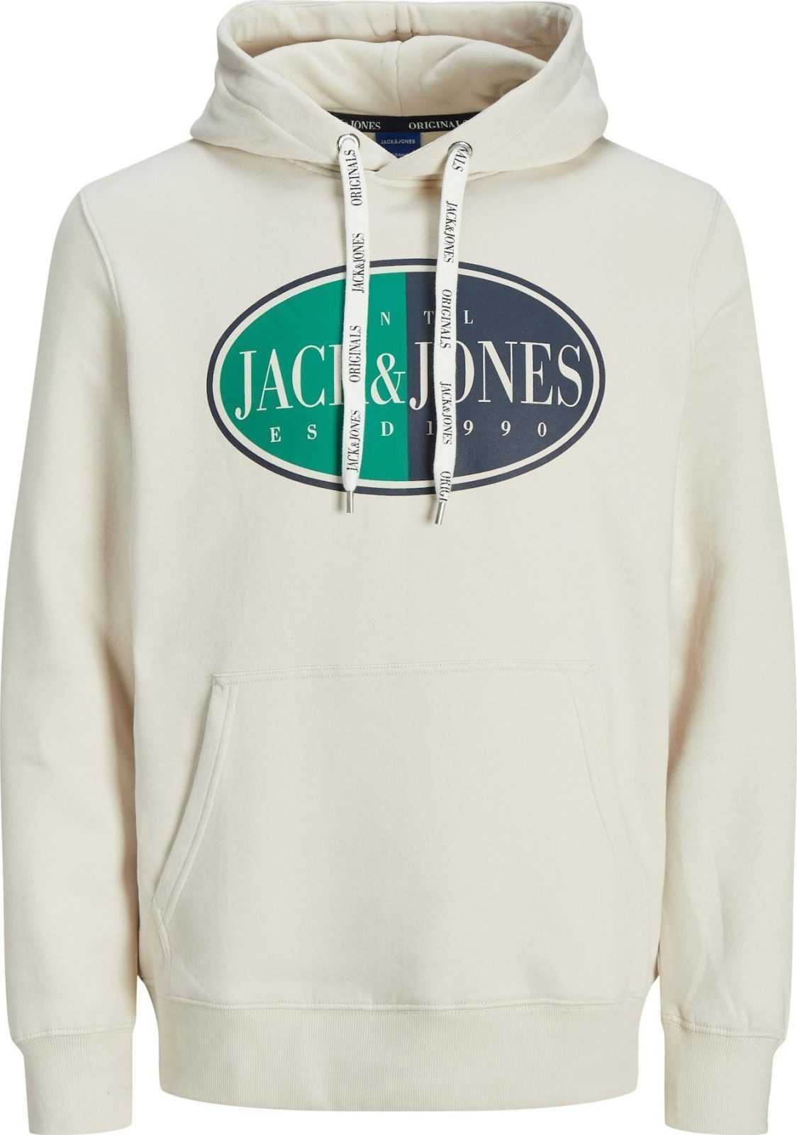 JACK & JONES Mikina noční modrá / nefritová / černá / přírodní bílá