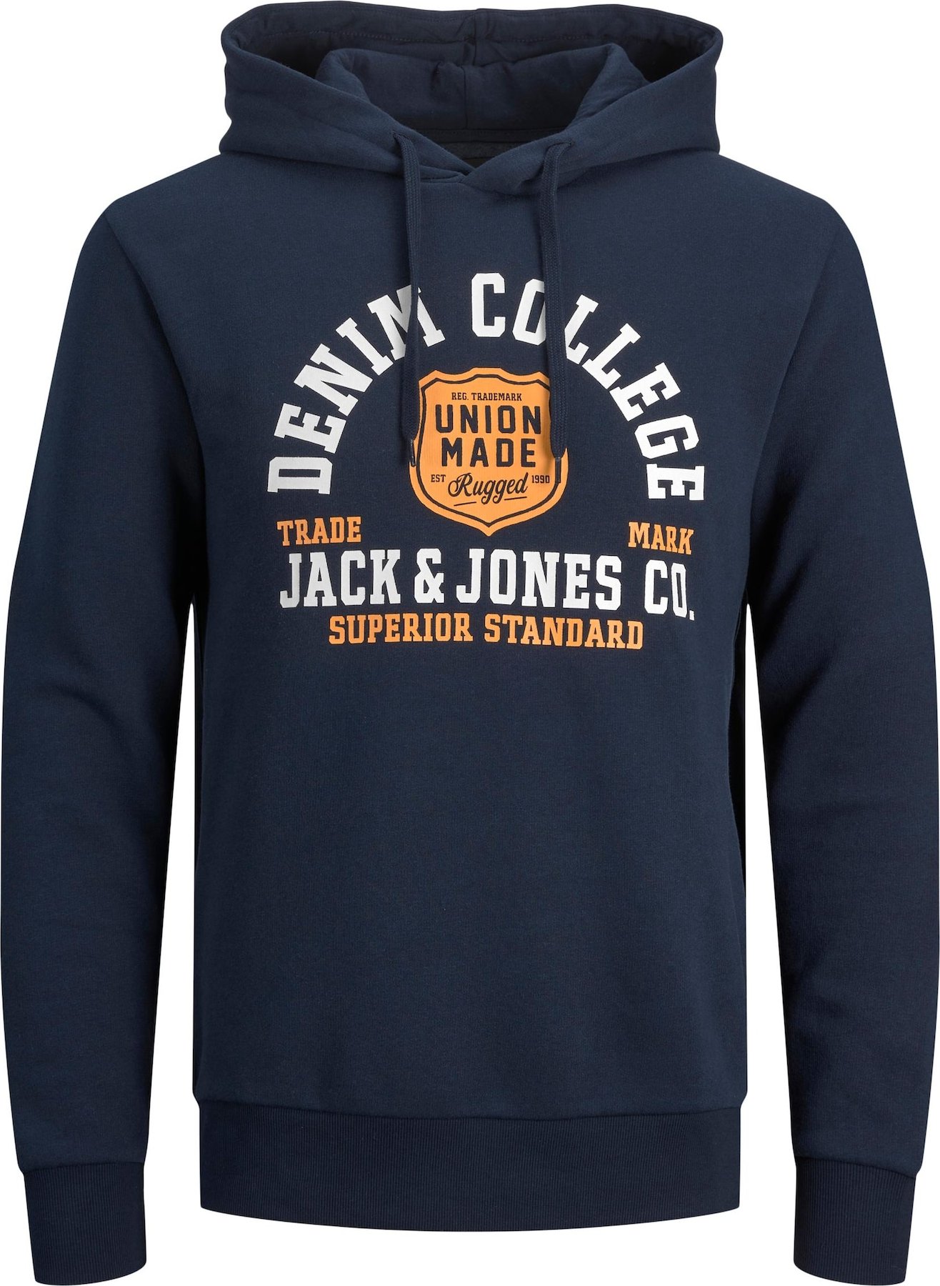 JACK & JONES Mikina noční modrá / oranžová / bílá