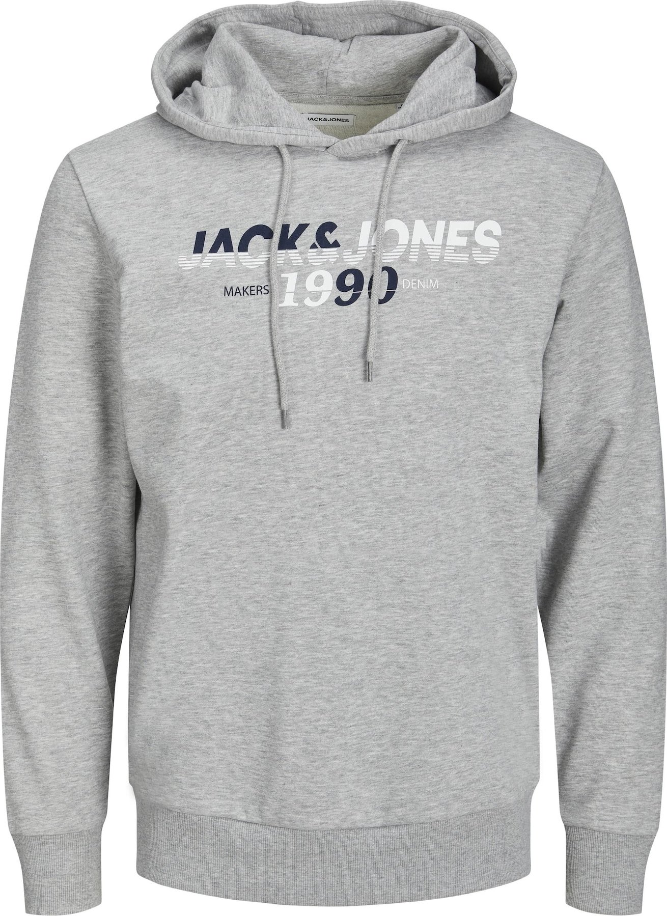 JACK & JONES Mikina noční modrá / šedý melír / bílá