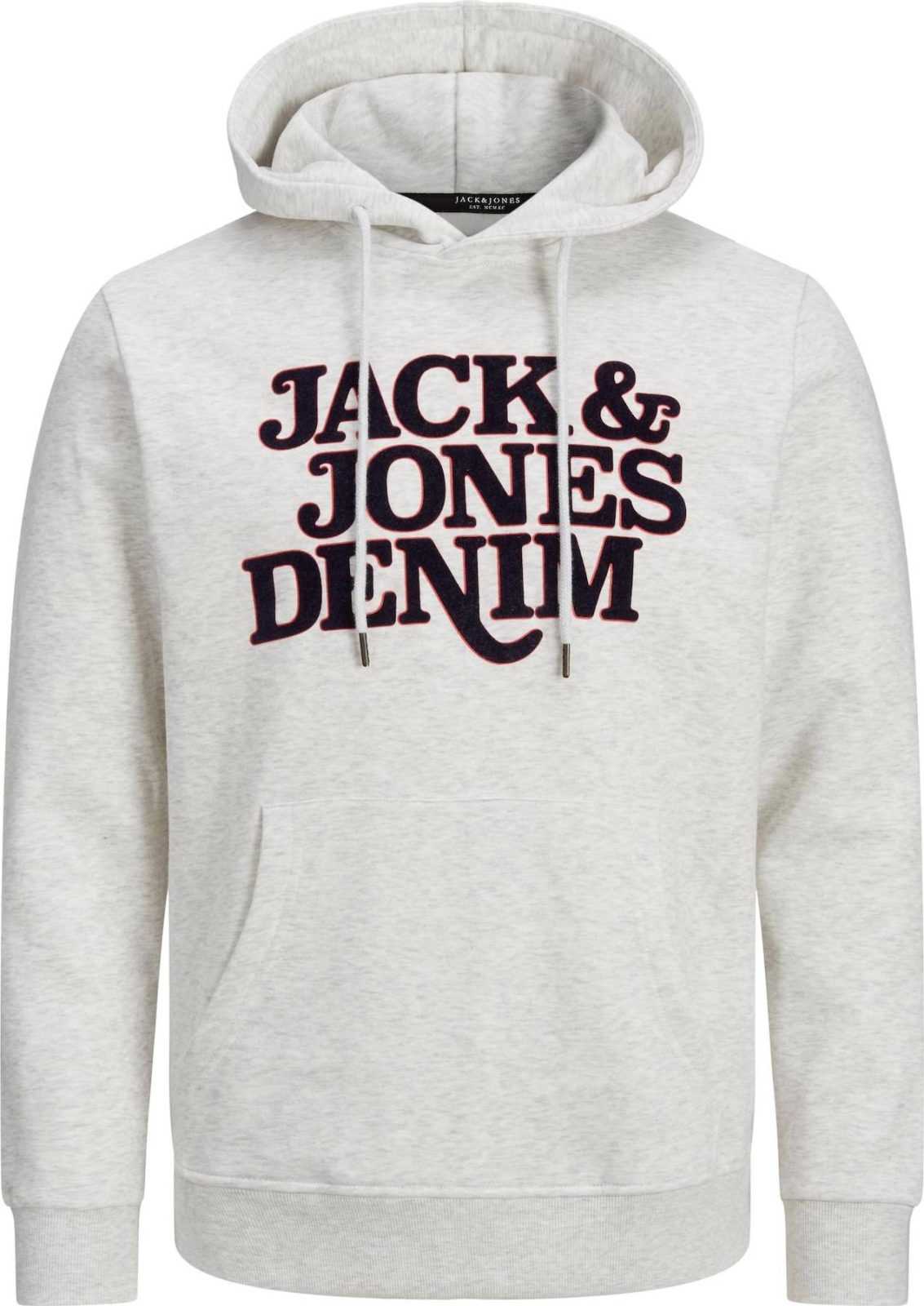 JACK & JONES Mikina 'Rack' námořnická modř / světle šedá / červená