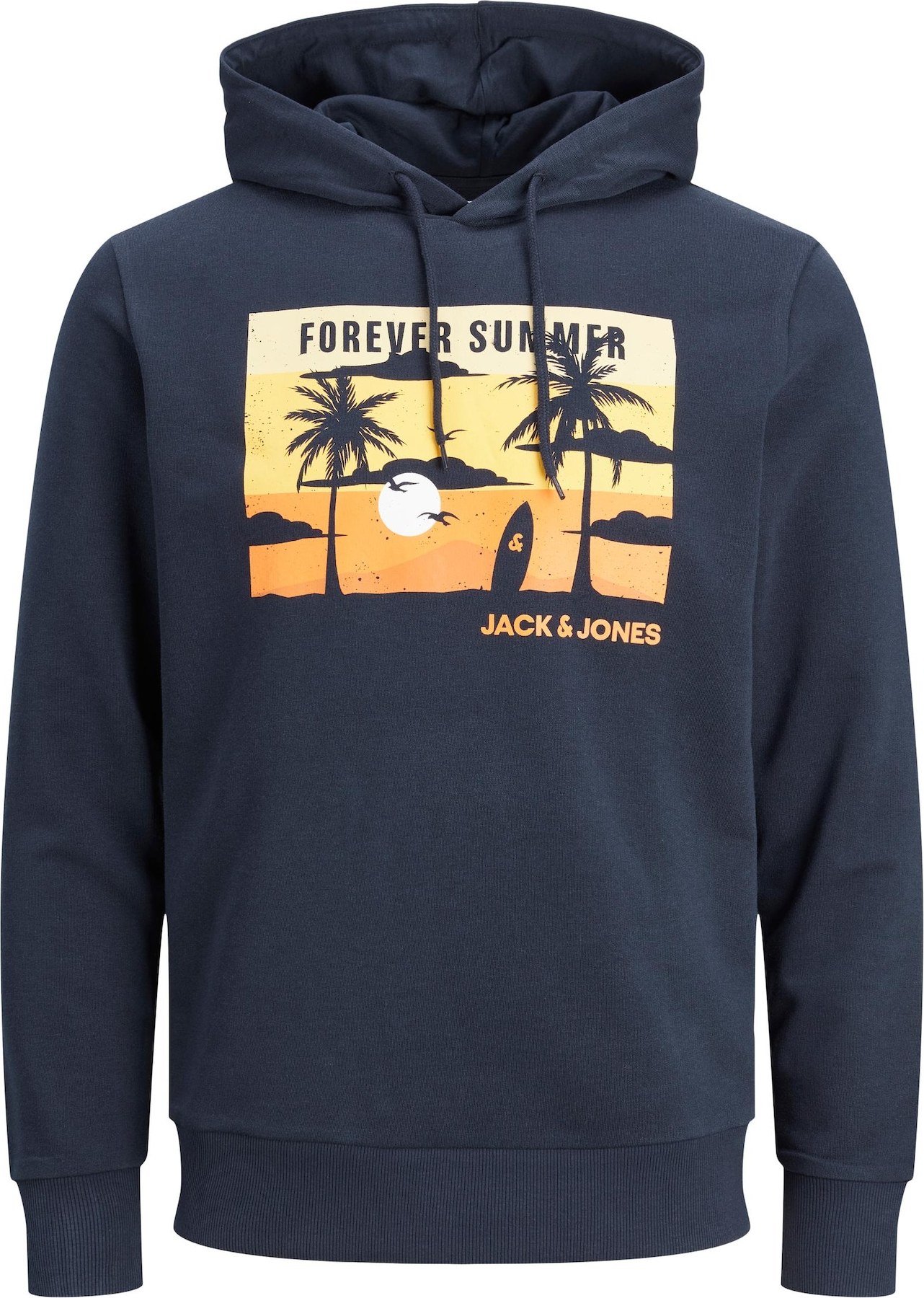 JACK & JONES Mikina 'Summer Cool' námořnická modř / žlutá / oranžová