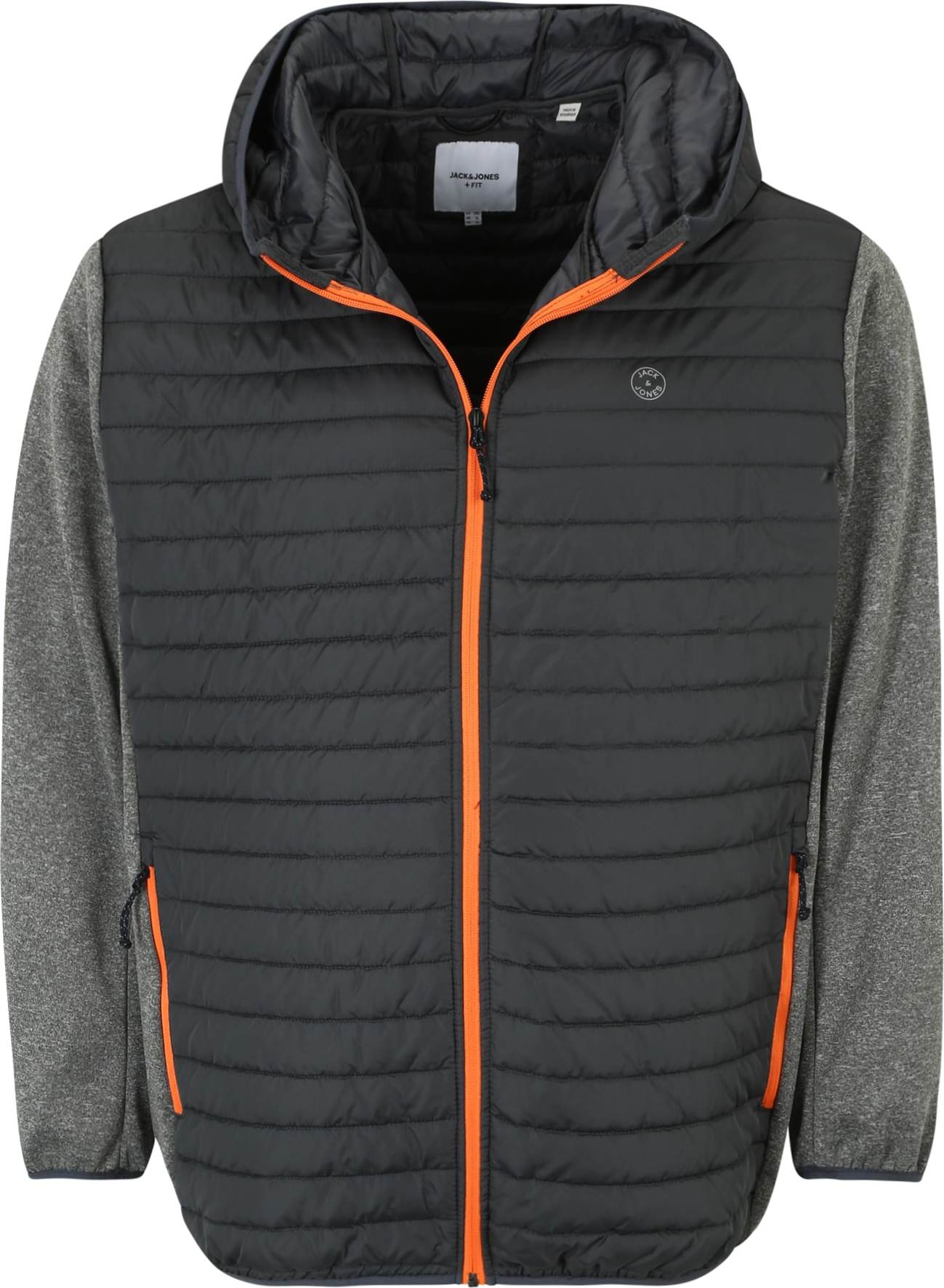 Jack & Jones Plus Přechodná bunda antracitová / šedý melír / oranžová