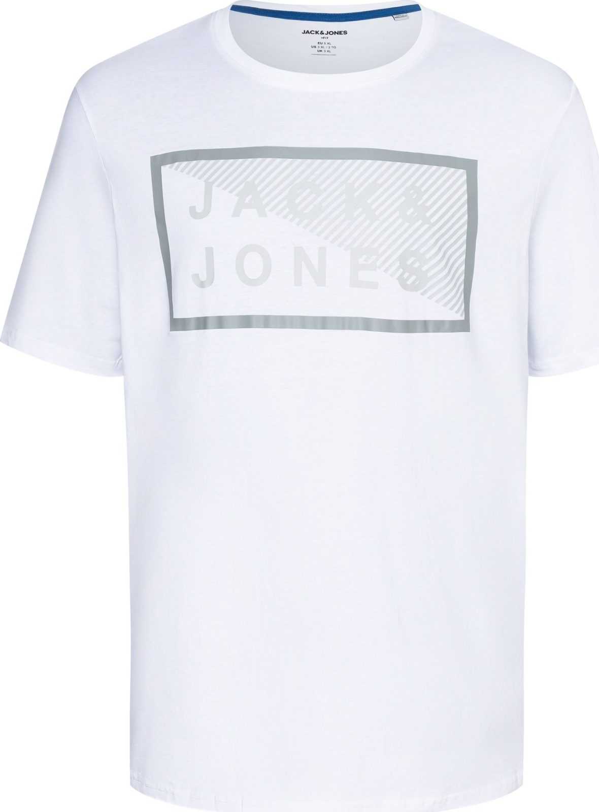 Jack & Jones Plus Tričko 'Shawn' šedá / bílá