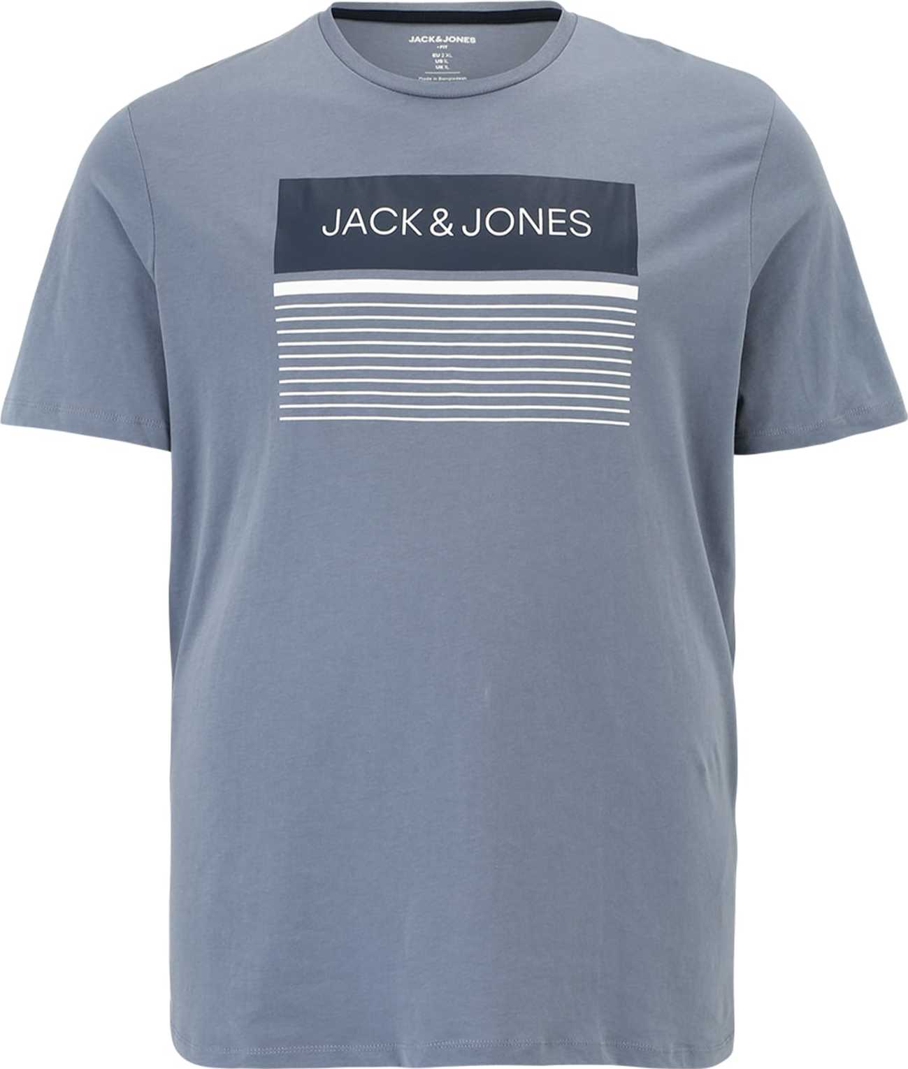 Jack & Jones Plus Tričko 'TRAVIS' námořnická modř / chladná modrá / bílá