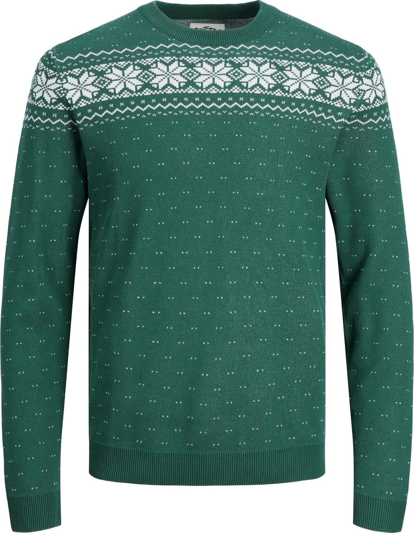 JACK & JONES Svetr 'Xmas' zelená / bílá