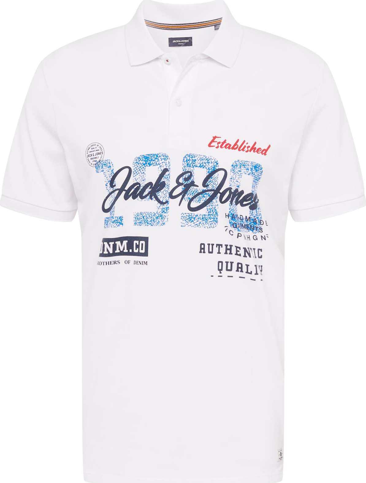 JACK & JONES Tričko modrá / noční modrá / červená / bílá