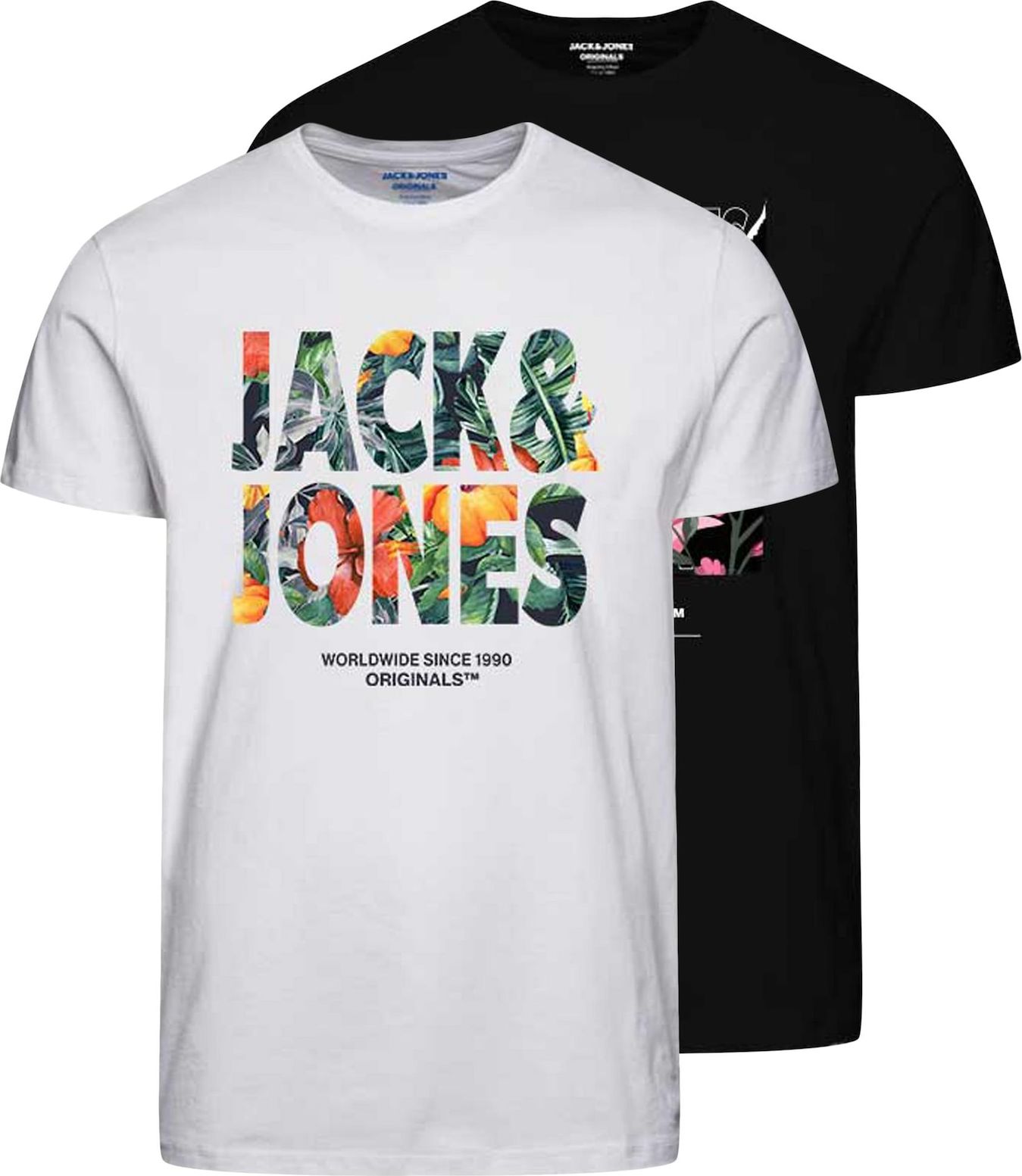 JACK & JONES Tričko 'BOOSTER' zelená / oranžová / černá / bílá