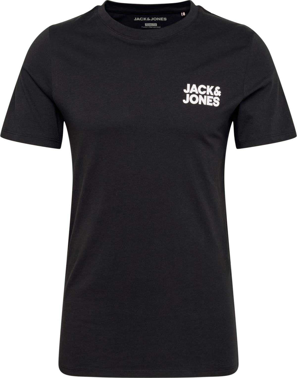 JACK & JONES Tričko černá / bílá