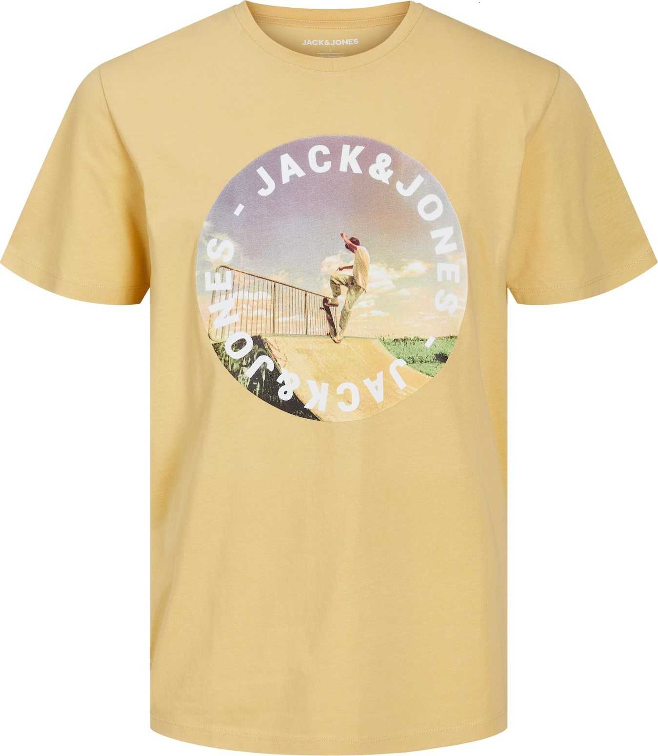 JACK & JONES Tričko 'GEM' hořčicová / zelená / fialová / bílá