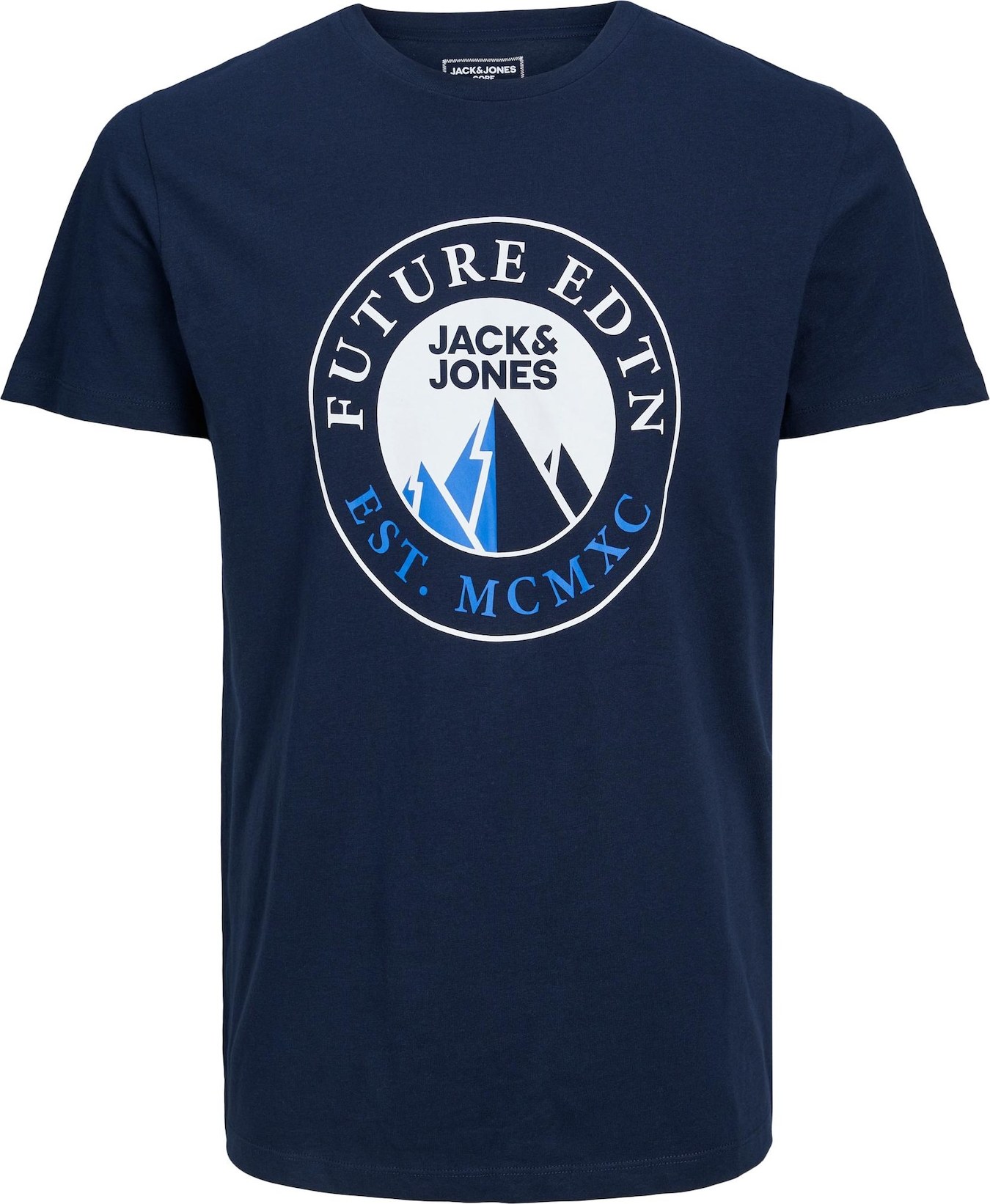 JACK & JONES Tričko 'Isiah' námořnická modř / azurová / bílá