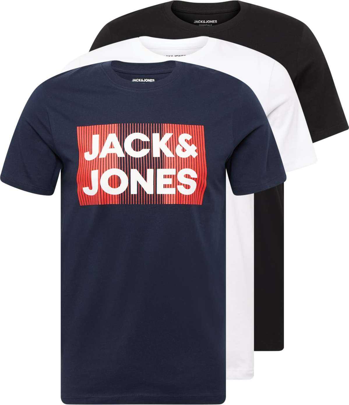 JACK & JONES Tričko námořnická modř / červená / černá / bílá