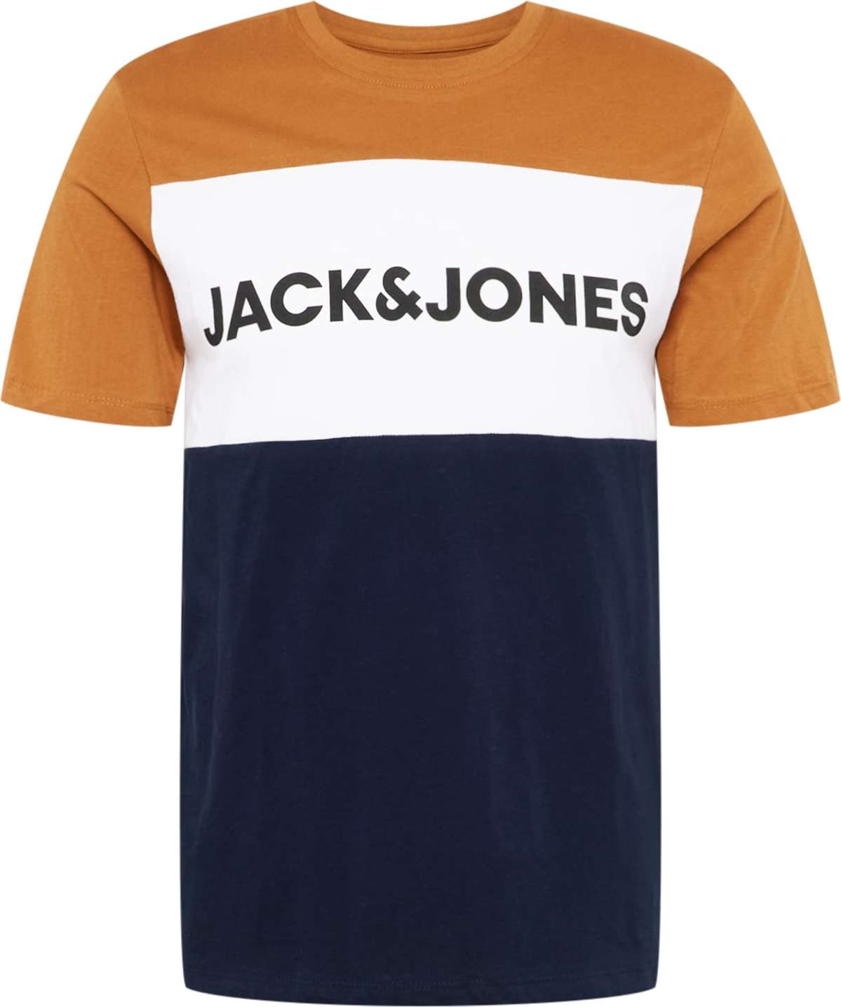 JACK & JONES Tričko námořnická modř / světle hnědá / černá / offwhite