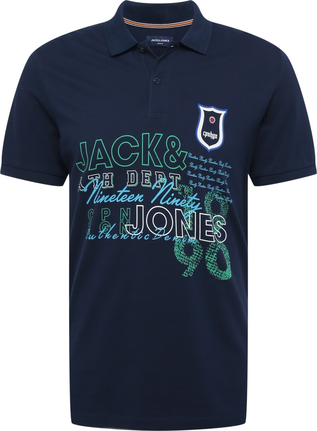 JACK & JONES Tričko noční modrá / limetková / nefritová / bílá