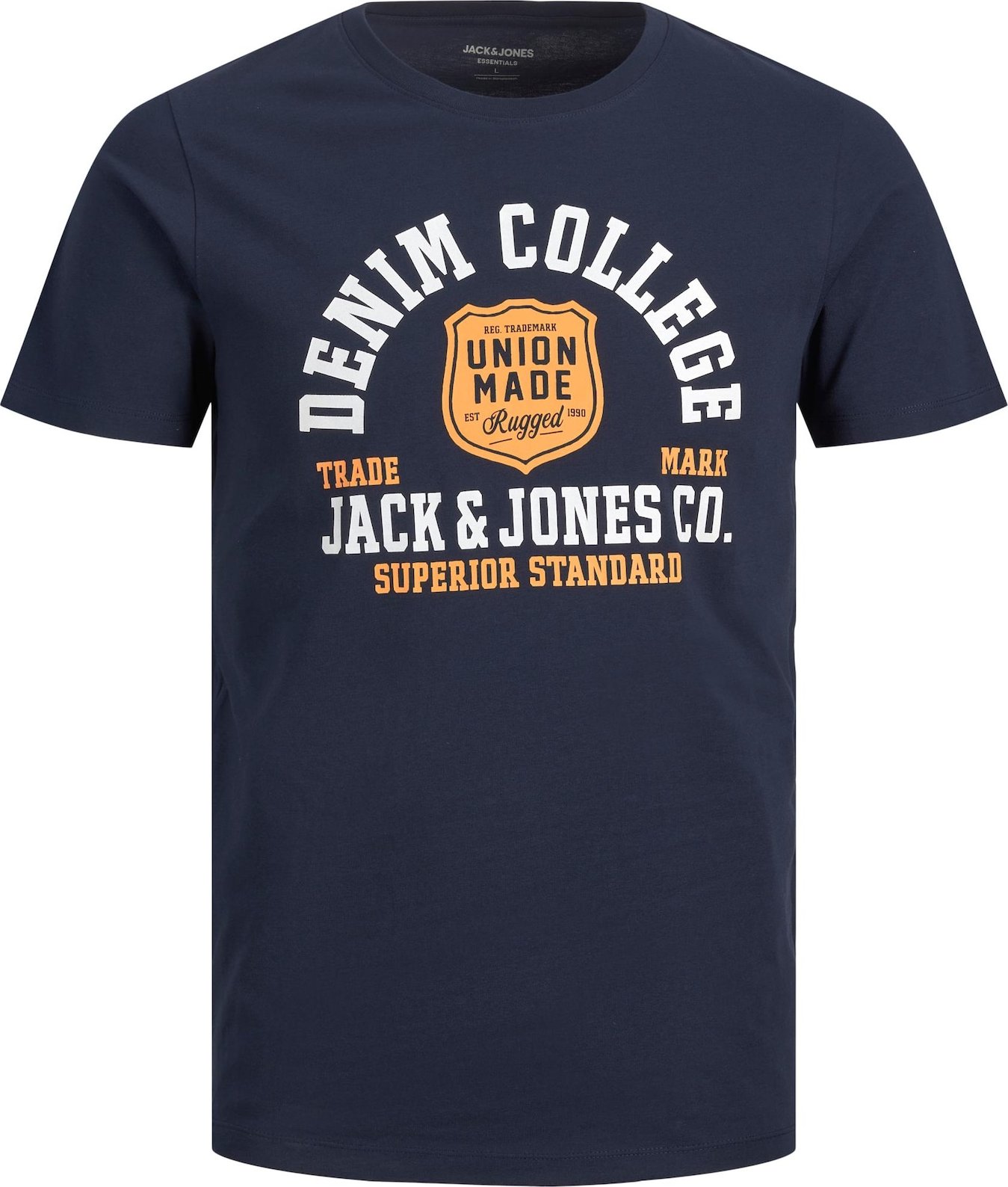 JACK & JONES Tričko noční modrá / jasně oranžová / bílá