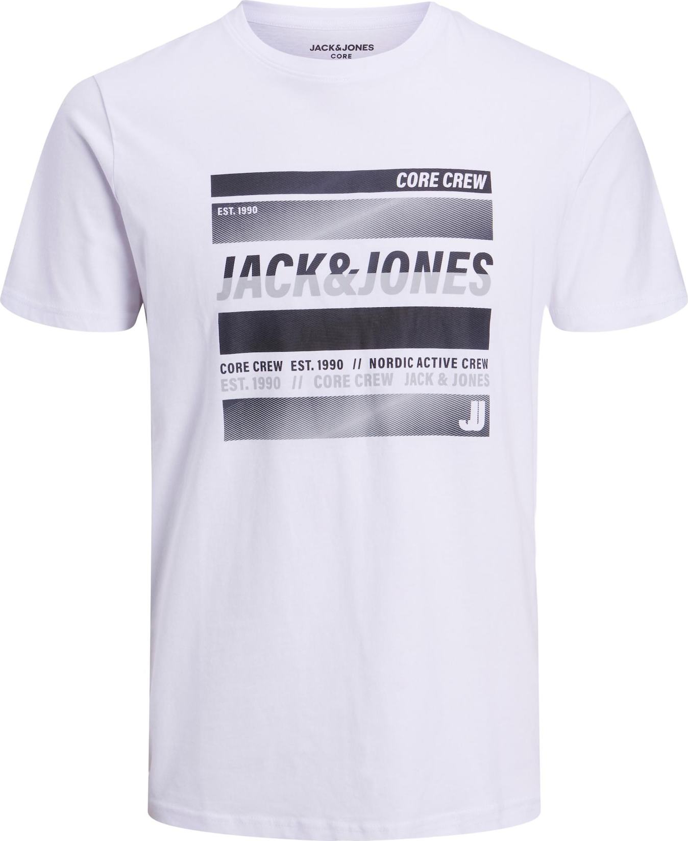 JACK & JONES Tričko světle šedá / černá / bílá