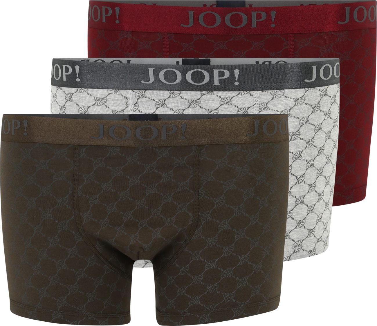 JOOP! Boxerky světle šedá / tmavě šedá / olivová / tmavě červená