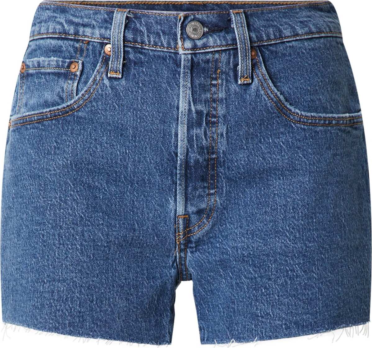 LEVI'S Džíny '501® ORIGINAL SHORT MED INDIGO - FLAT FINISH' modrá džínovina