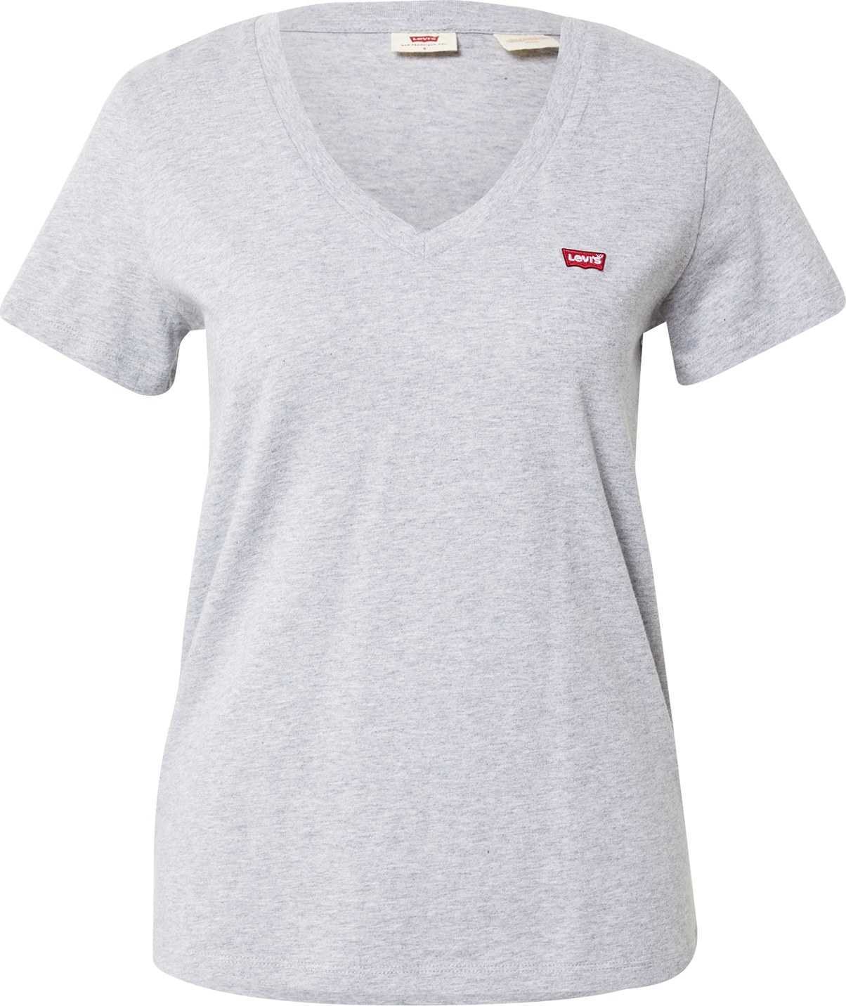 LEVI'S Tričko 'PERFECT VNECK GREYS' šedý melír / červená