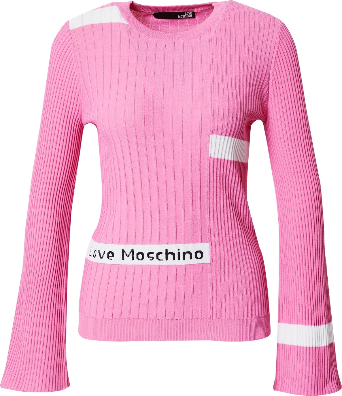 Love Moschino Svetr 'MAGLIA' světle růžová / černá / bílá