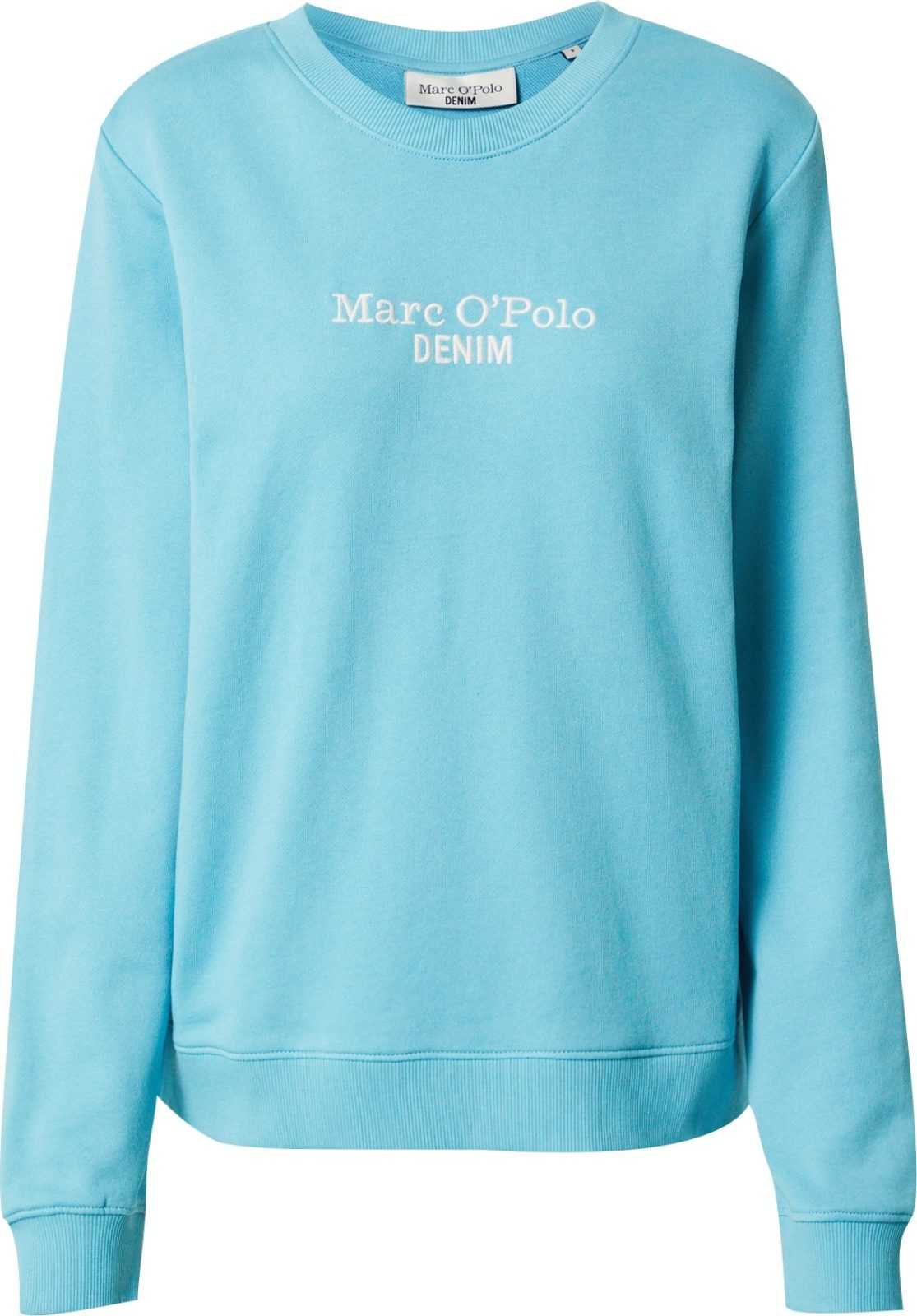 Marc O'Polo DENIM Mikina aqua modrá / bílá