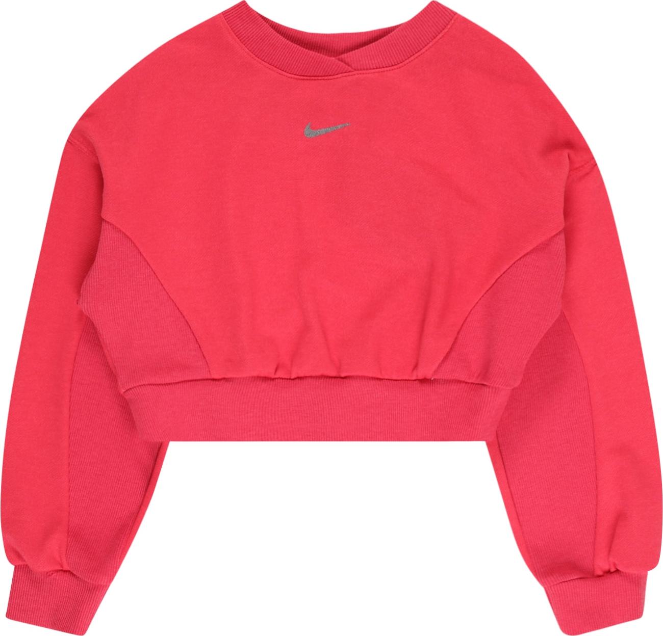 NIKE Sportovní mikina tmavě šedá / pink