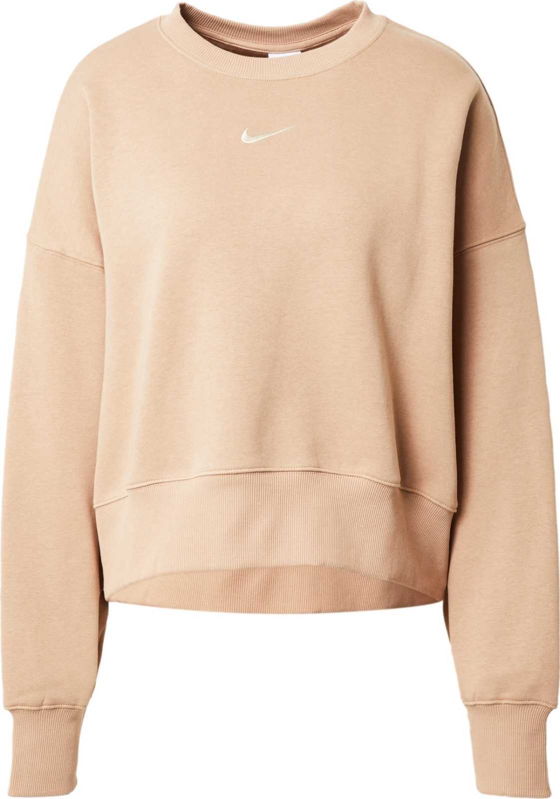 Nike Sportswear Mikina béžová / bílá