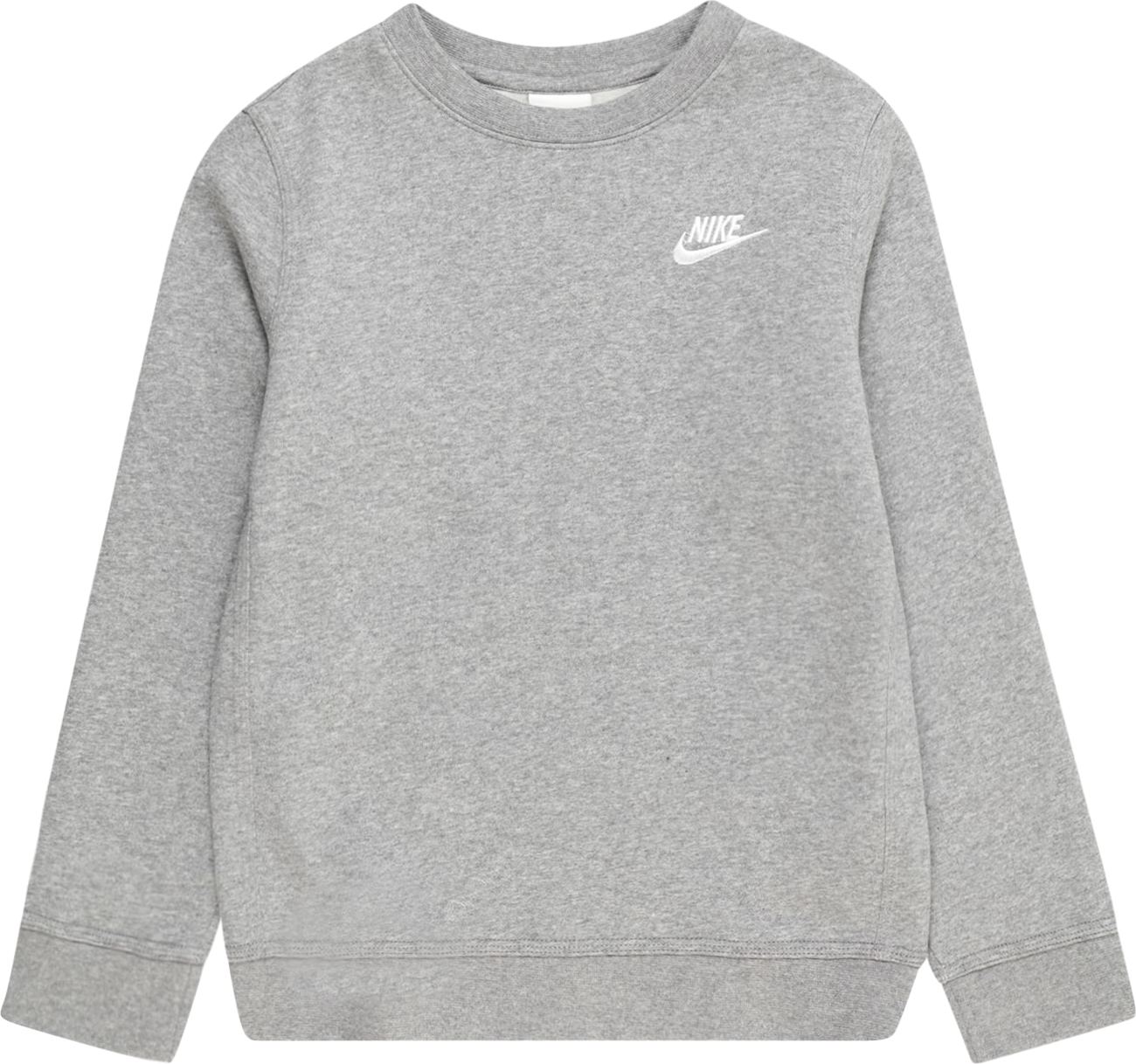 Nike Sportswear Mikina šedý melír / bílá