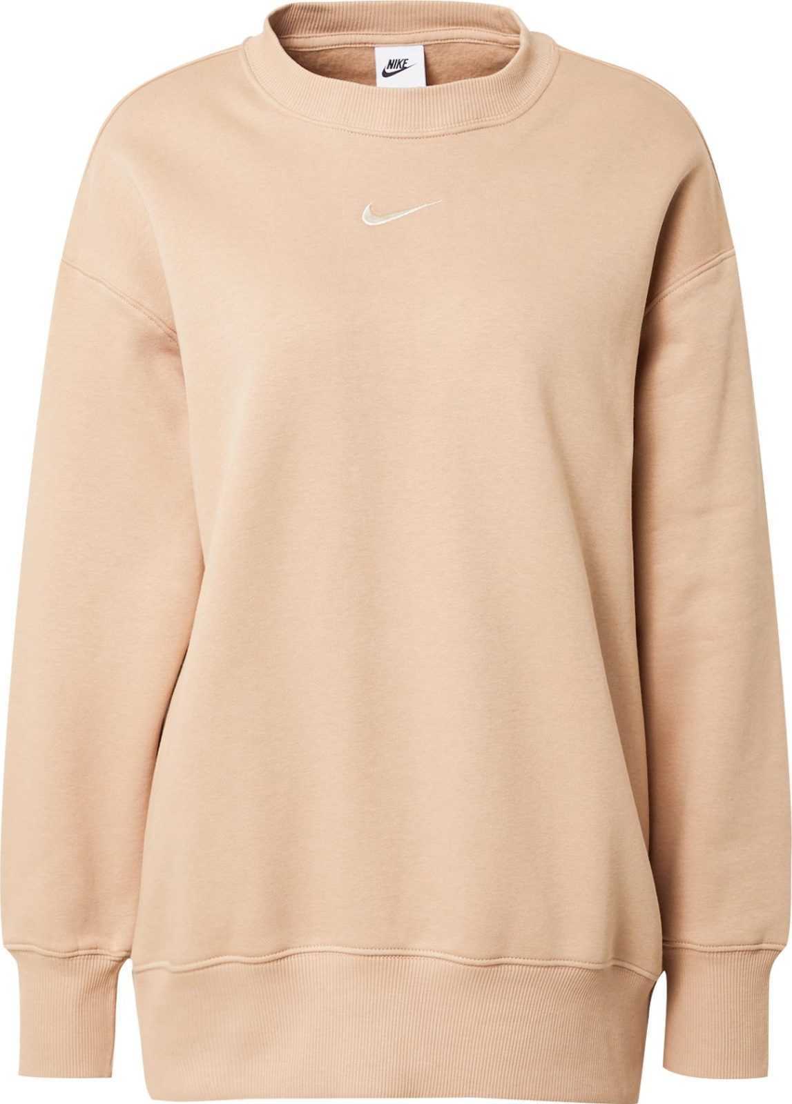 Nike Sportswear Mikina světle béžová / bílá