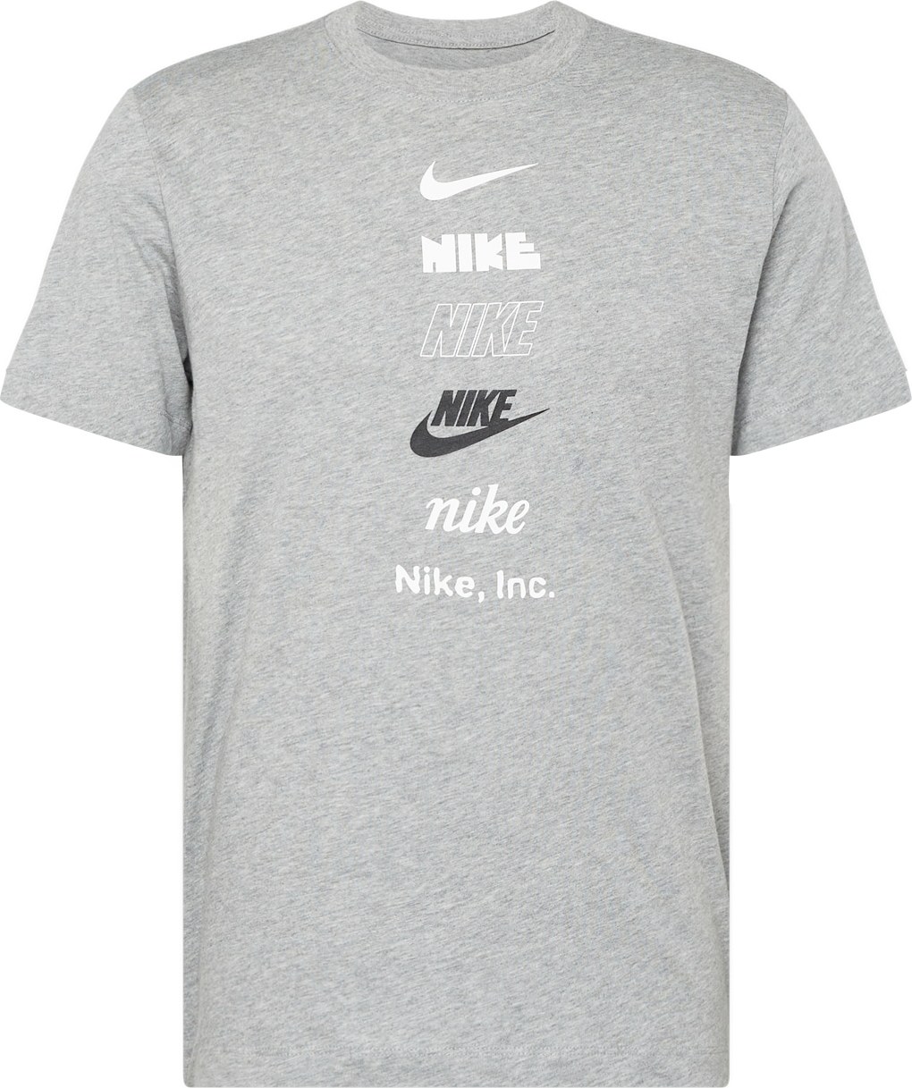 Nike Sportswear Tričko šedý melír / černá / bílá