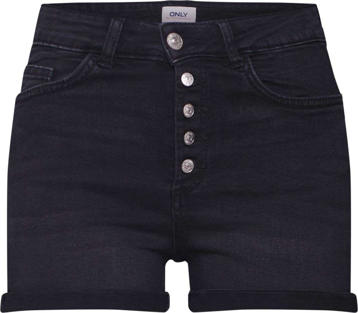 ONLY Džíny 'ONLHUSH HW BUTTON SHORTS BOX' černá džínovina