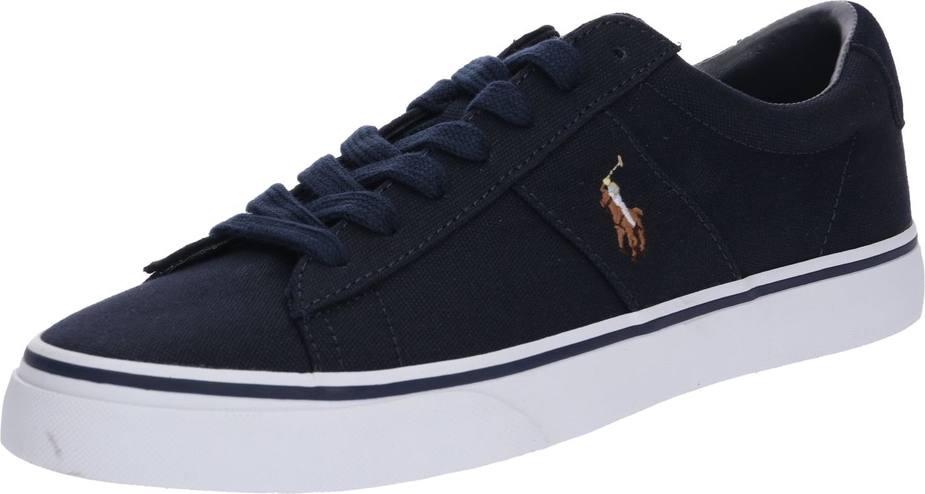 Polo Ralph Lauren Tenisky 'Sayer' námořnická modř / hnědá / pastelově žlutá / bílá