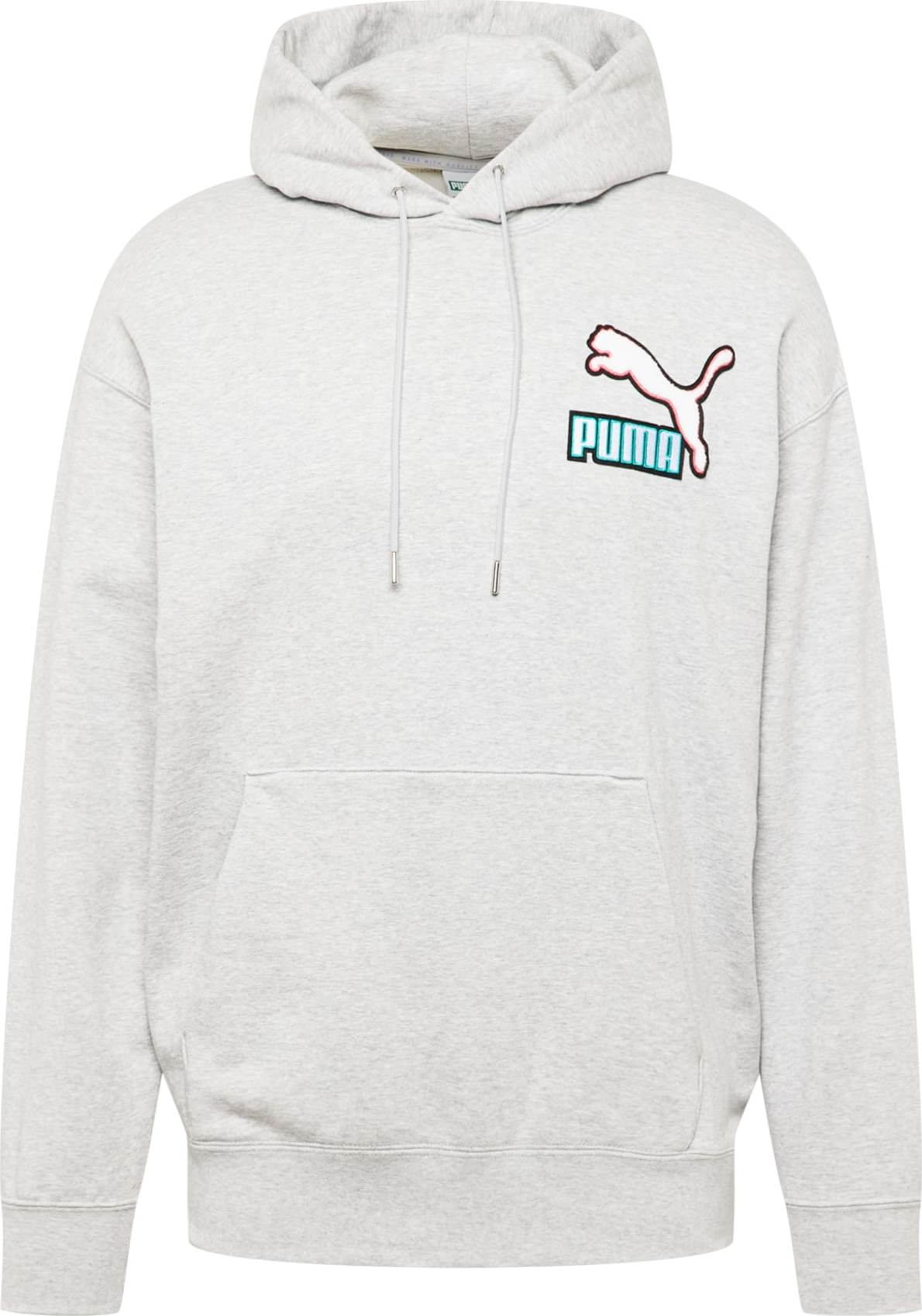 PUMA Mikina 'Fandom' světle šedá / nefritová / černá / bílá