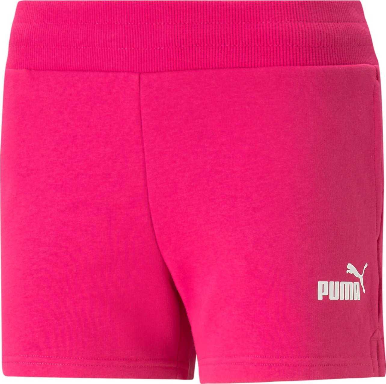 PUMA Sportovní kalhoty fuchsiová / bílá