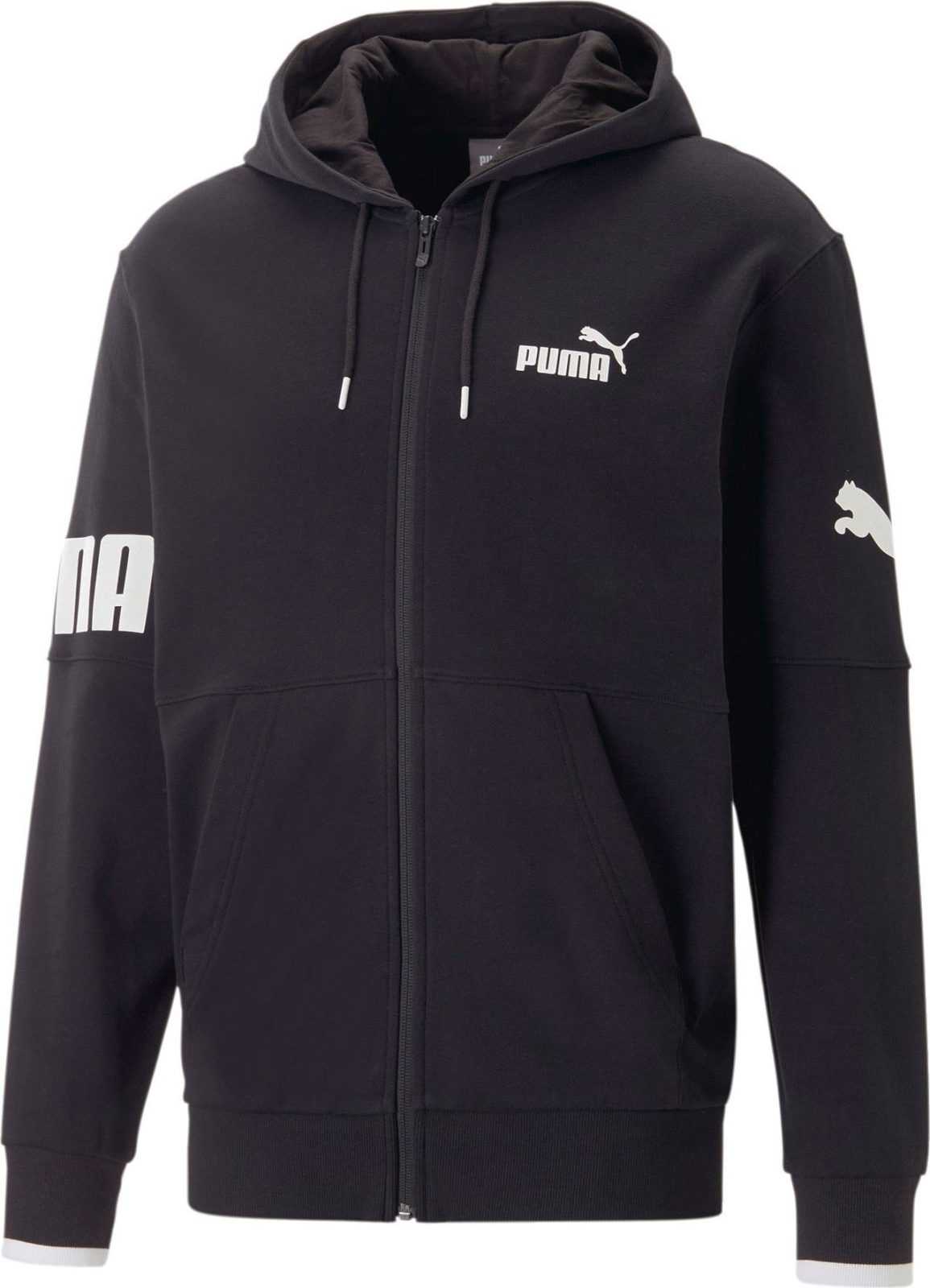 PUMA Sportovní mikina černá / bílá