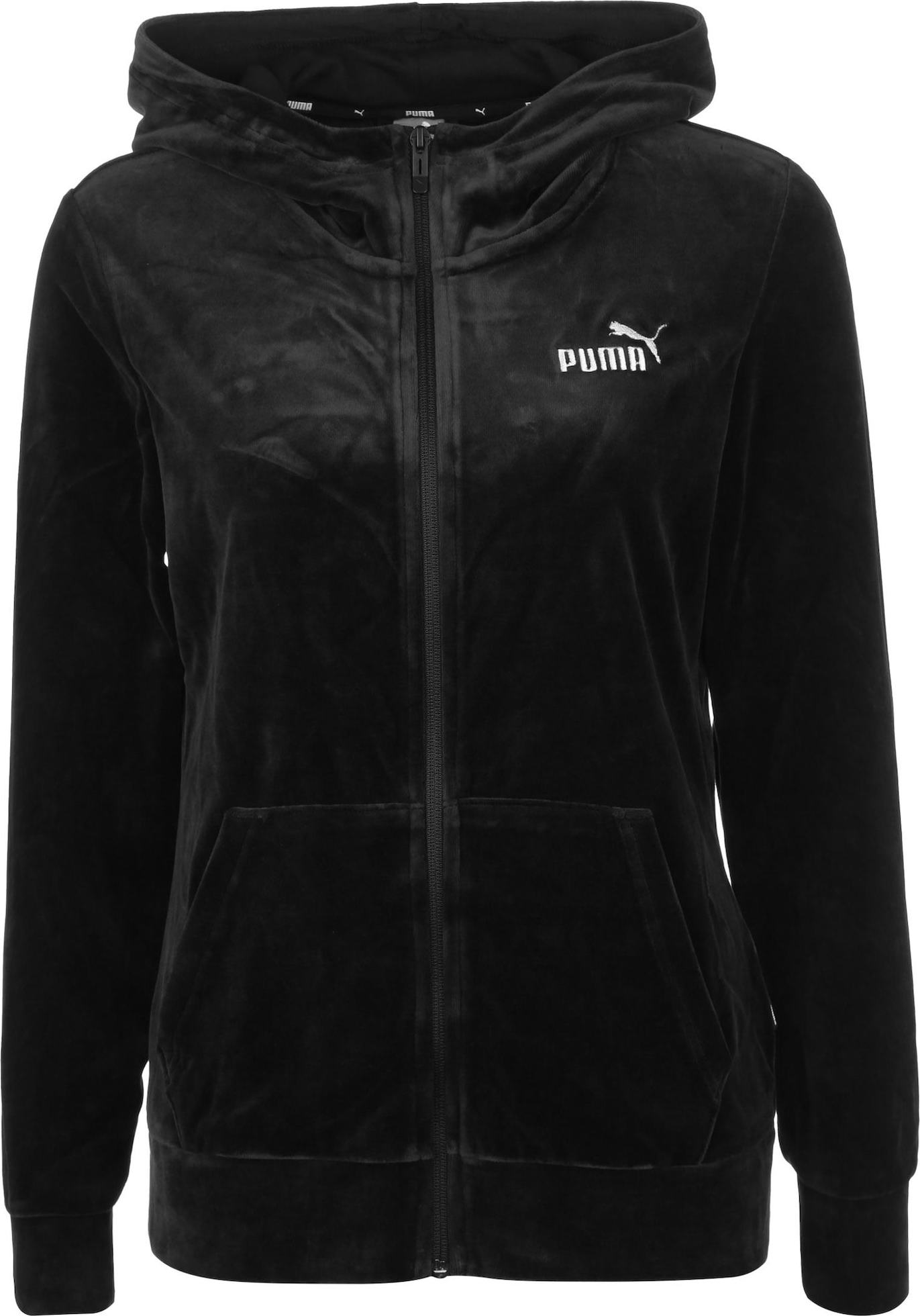 PUMA Sportovní mikina černá / bílá