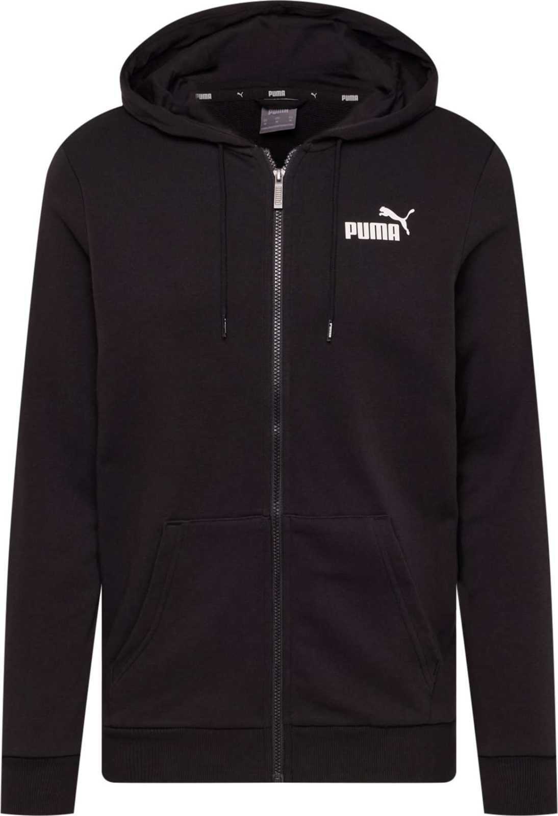 PUMA Sportovní mikina černá / bílá