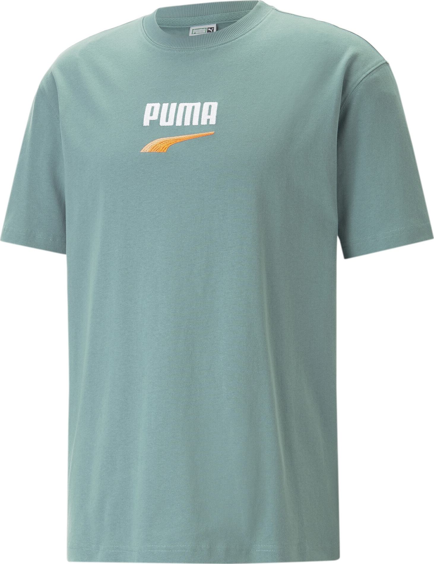 PUMA Tričko 'Downtown' mátová / oranžová / bílá