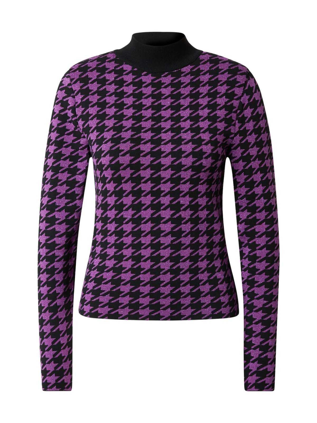 River Island Tričko 'HOUNDSTOOTH' fialová / černá