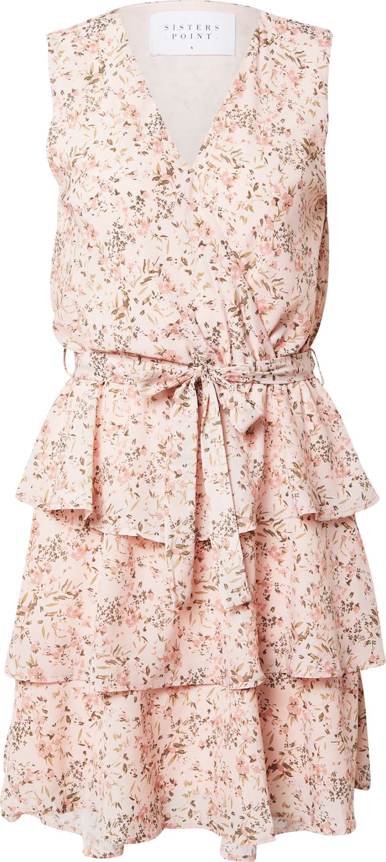SISTERS POINT Letní šaty 'NAPPA' khaki / růžová / starorůžová