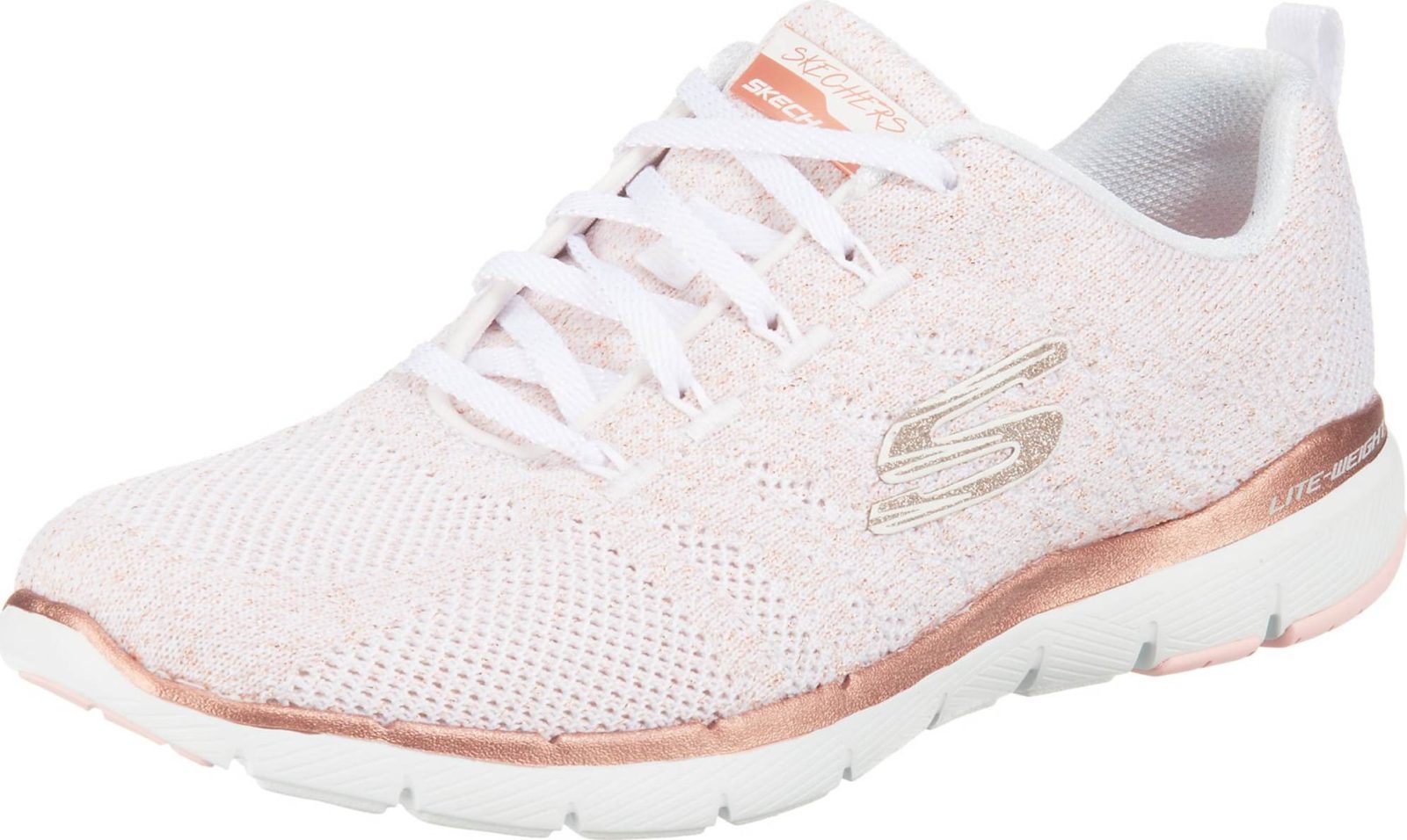 SKECHERS Tenisky 'Flex Appeal 3.0' růžově zlatá / růžová / bílá