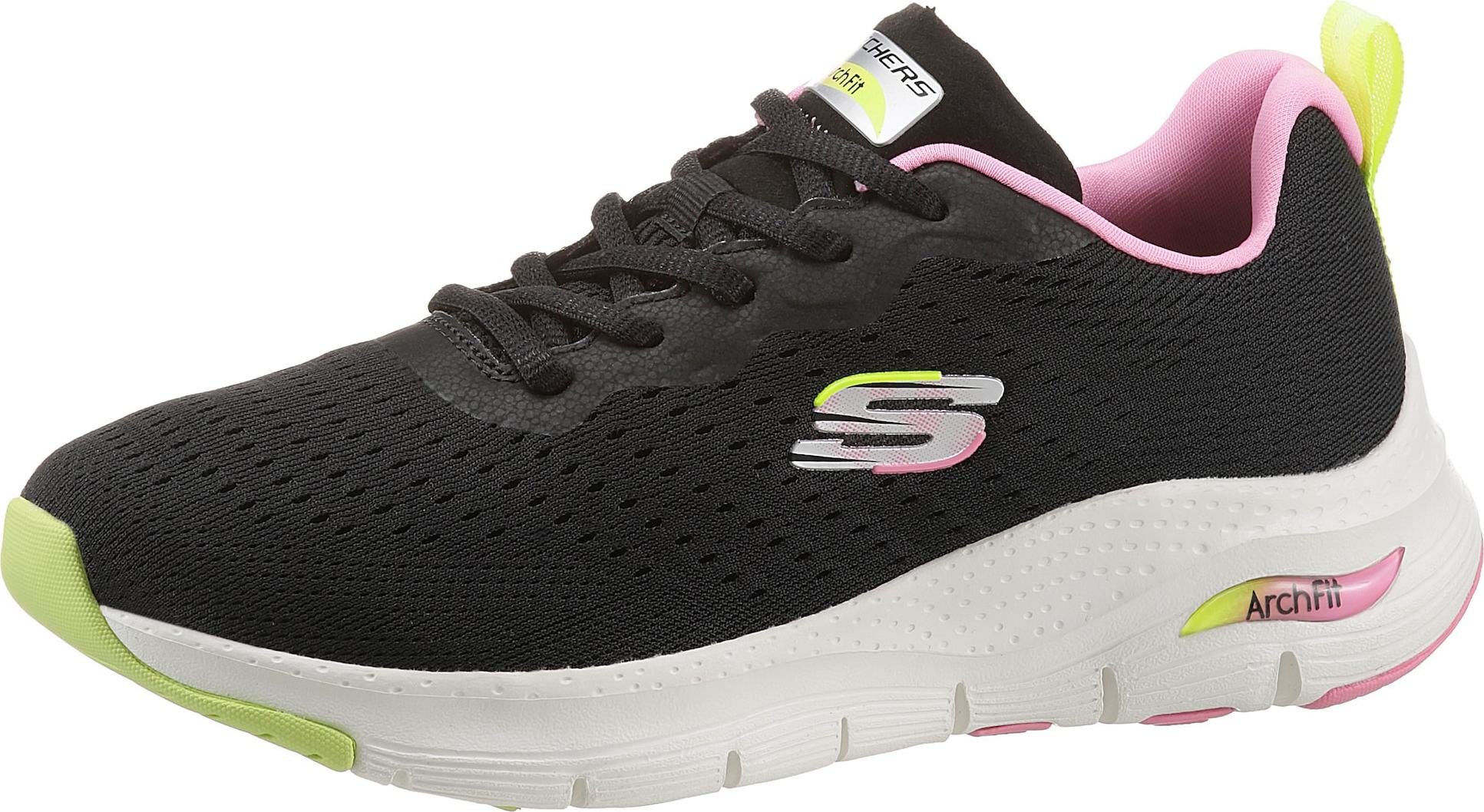 SKECHERS Tenisky limone / světle růžová / černá / bílá