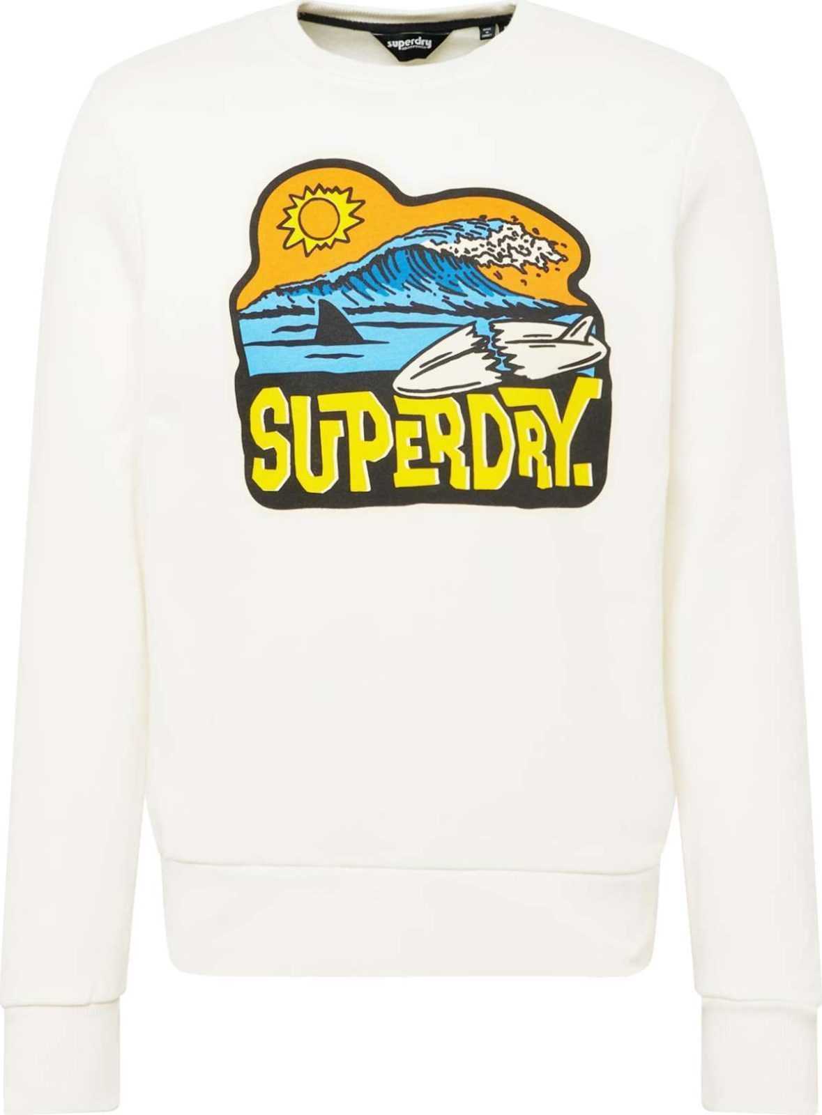 Superdry Mikina aqua modrá / žlutá / oranžová / barva vaječné skořápky