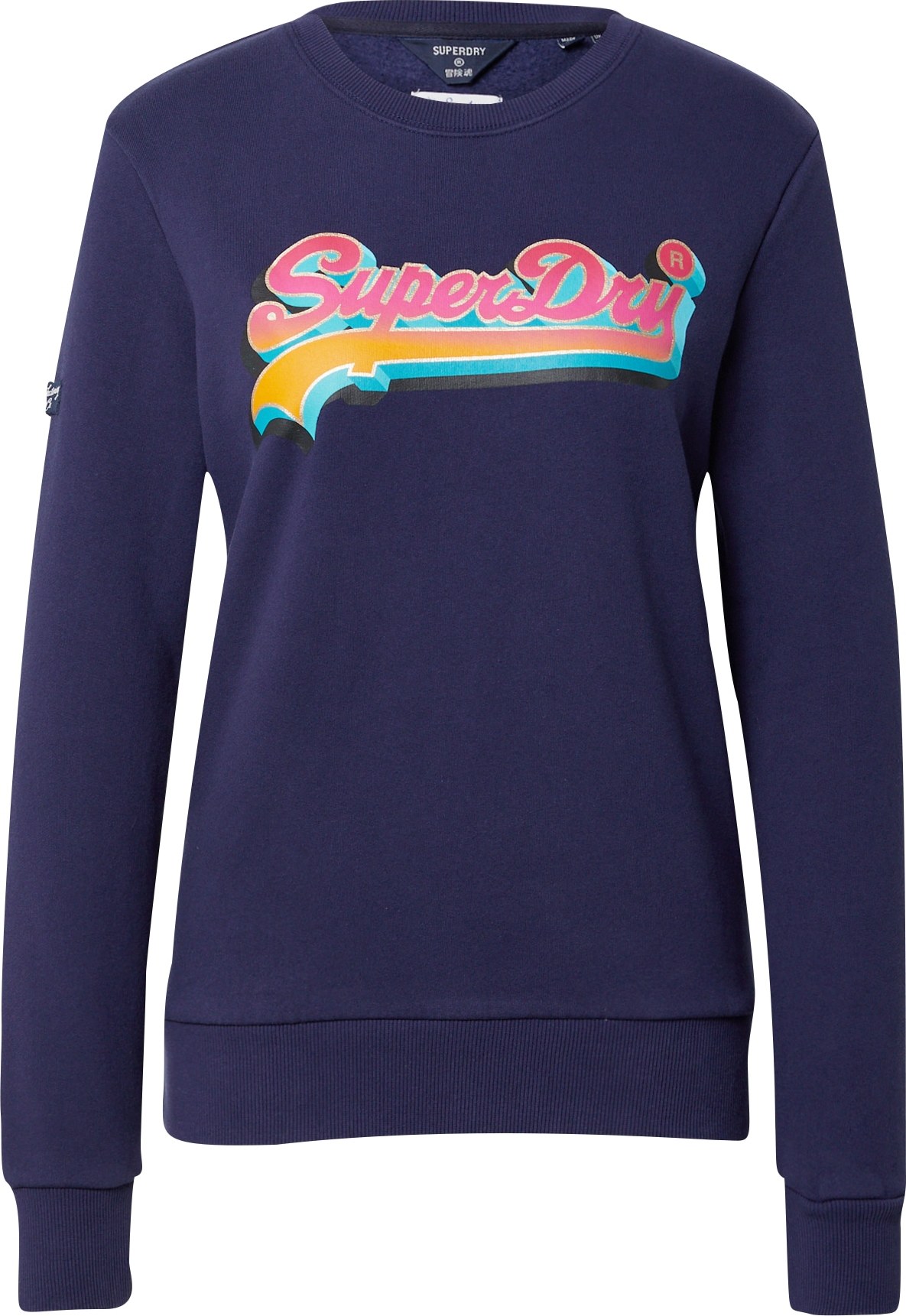 Superdry Mikina marine modrá / tyrkysová / oranžová / pink