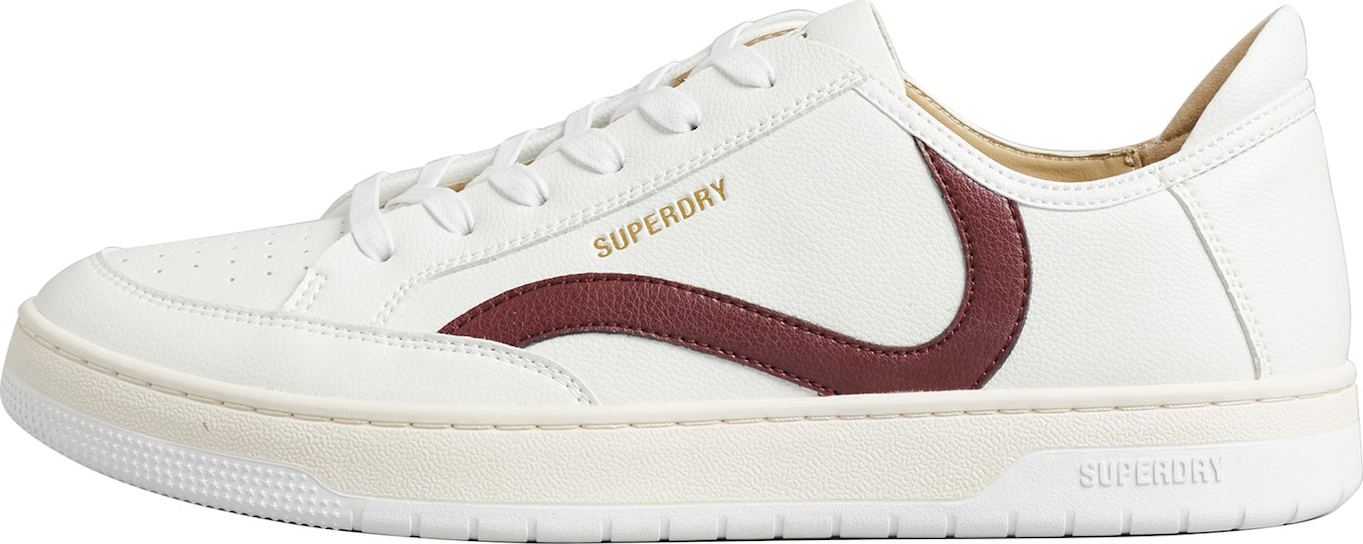 Superdry Tenisky 'VINTAGE VEGAN BASKET LOW TOP' vínově červená / přírodní bílá