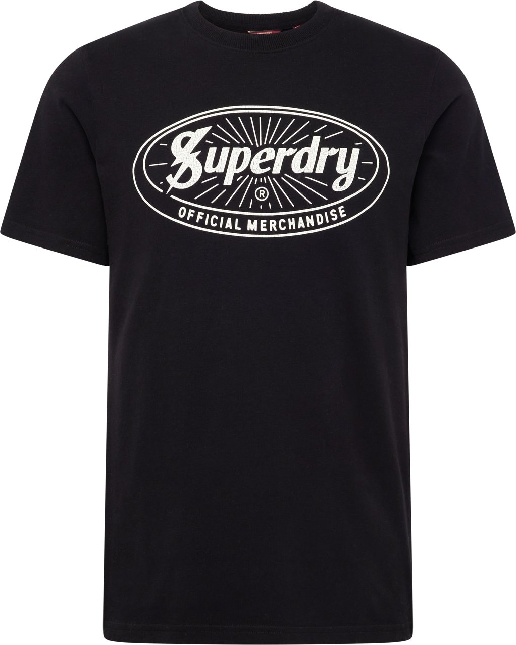 Superdry Tričko černá / barva vaječné skořápky