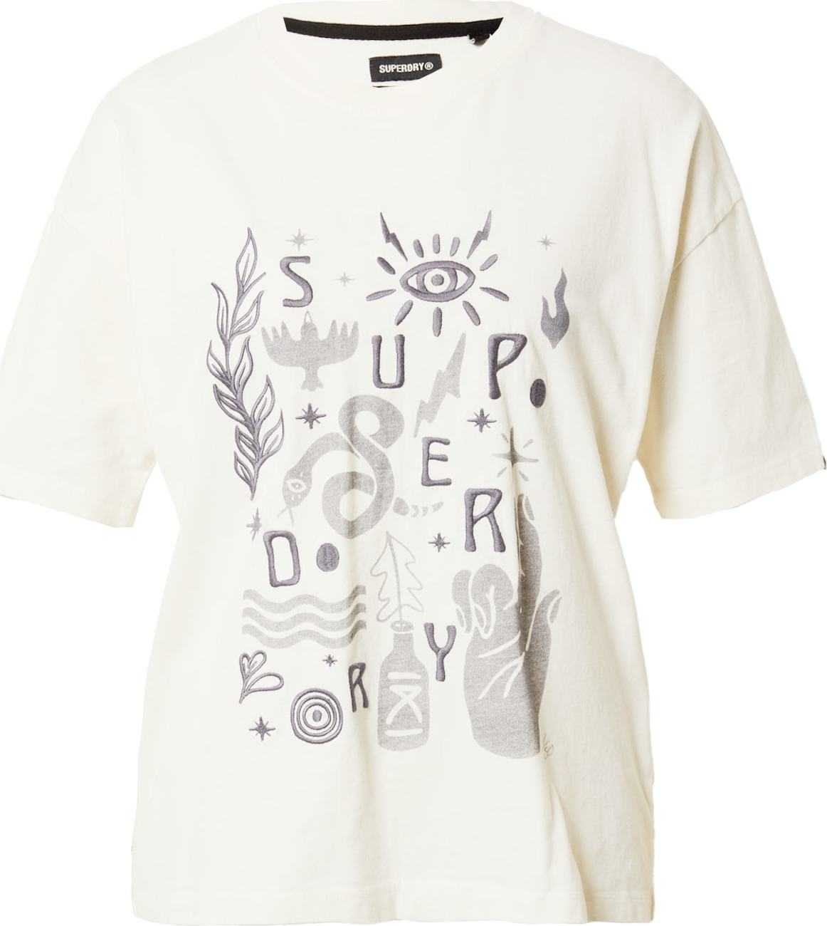 Superdry Tričko stříbrně šedá / kouřově šedá / bílá