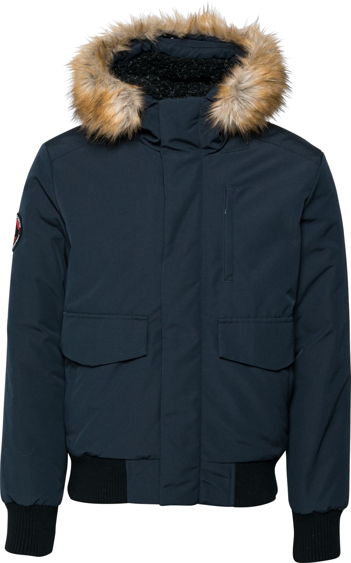 Superdry Zimní bunda 'Everest' noční modrá / světle hnědá