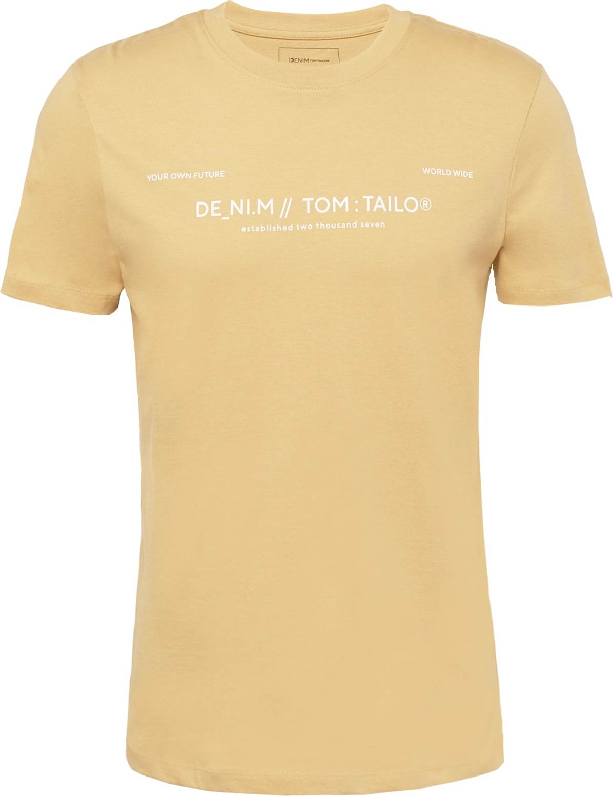 TOM TAILOR DENIM Tričko světle hnědá / bílá