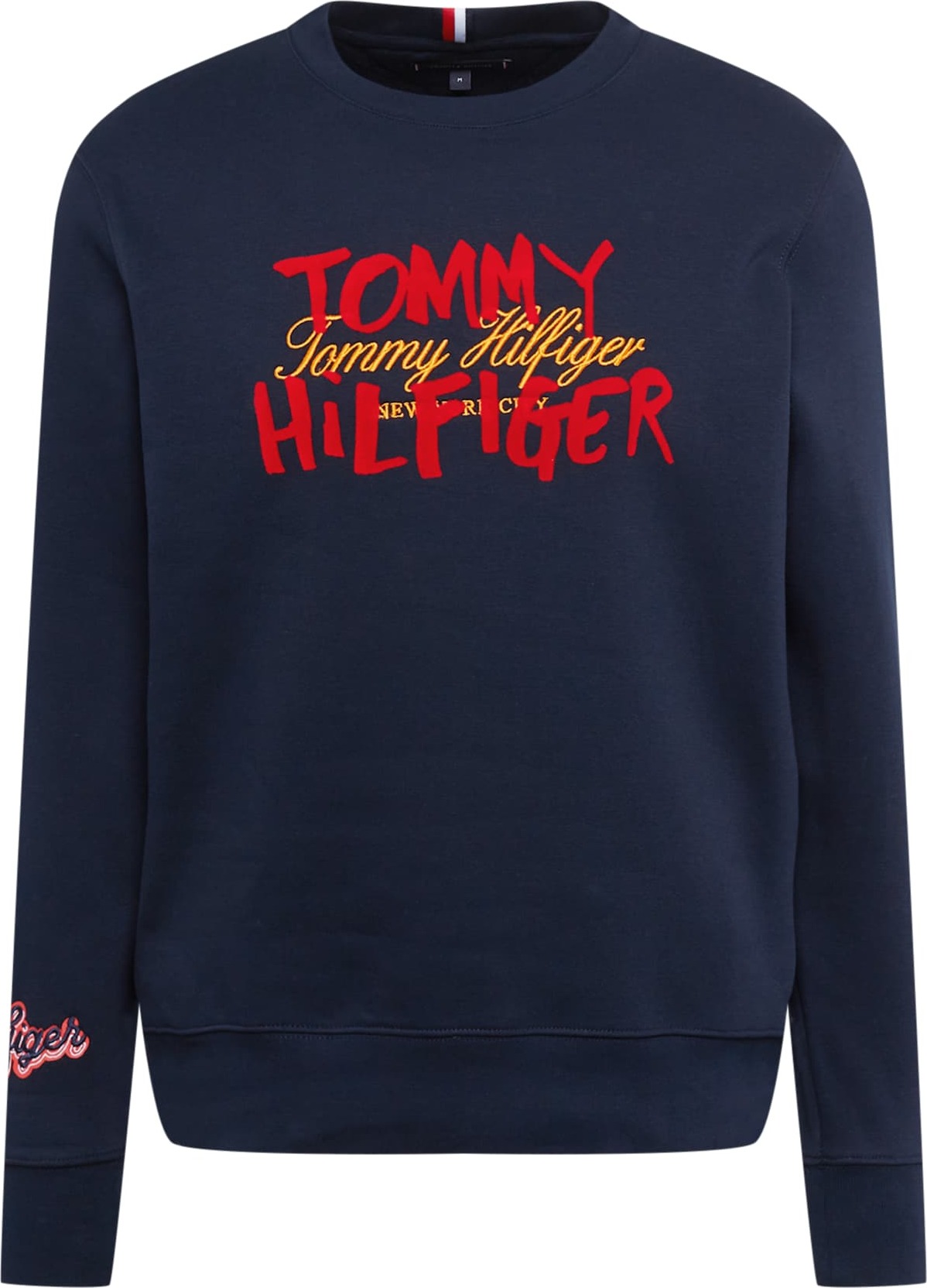 TOMMY HILFIGER Mikina noční modrá / zlatě žlutá / červená / bílá